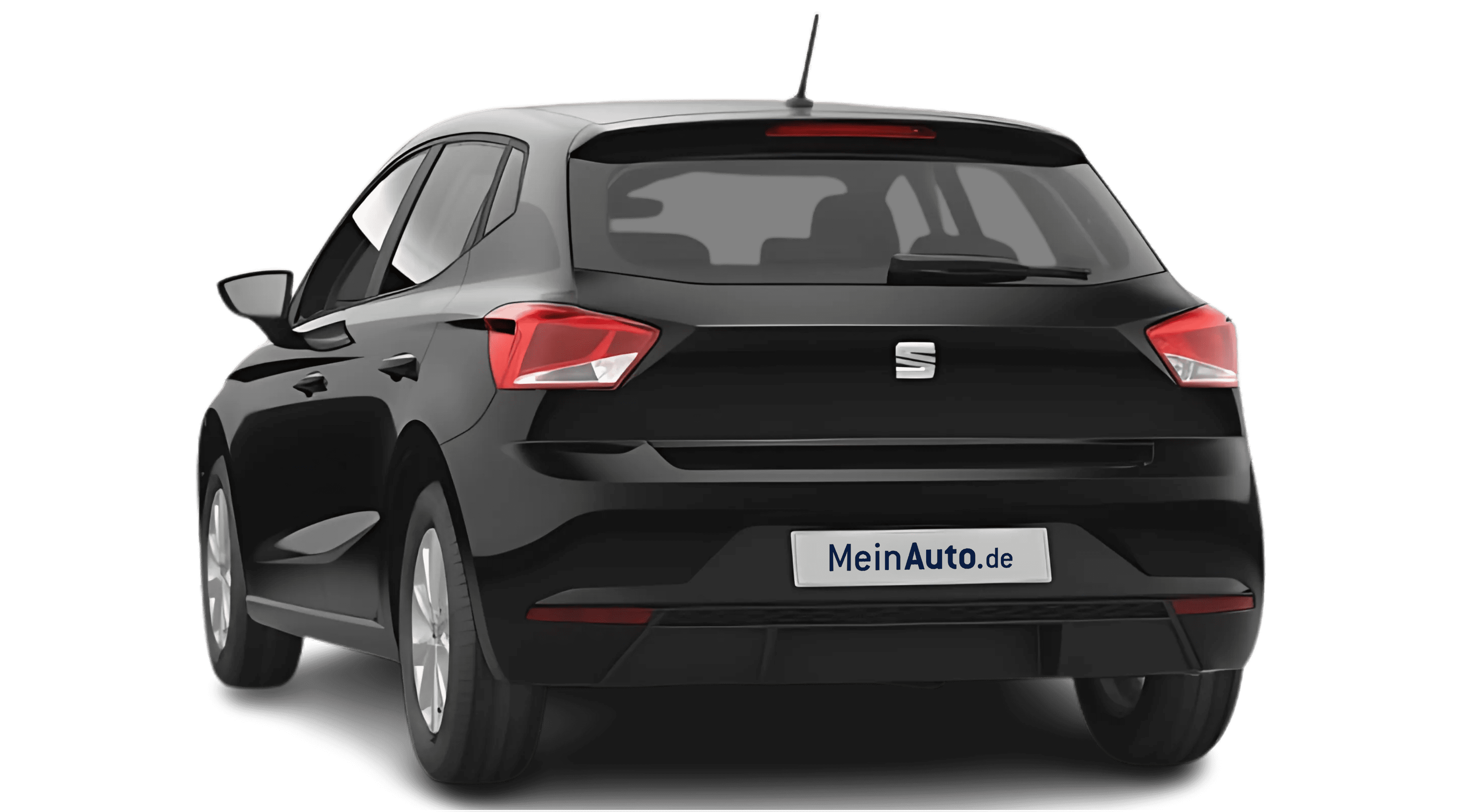 Schräge Heckansicht auf einen SEAT Ibiza, freigestellt