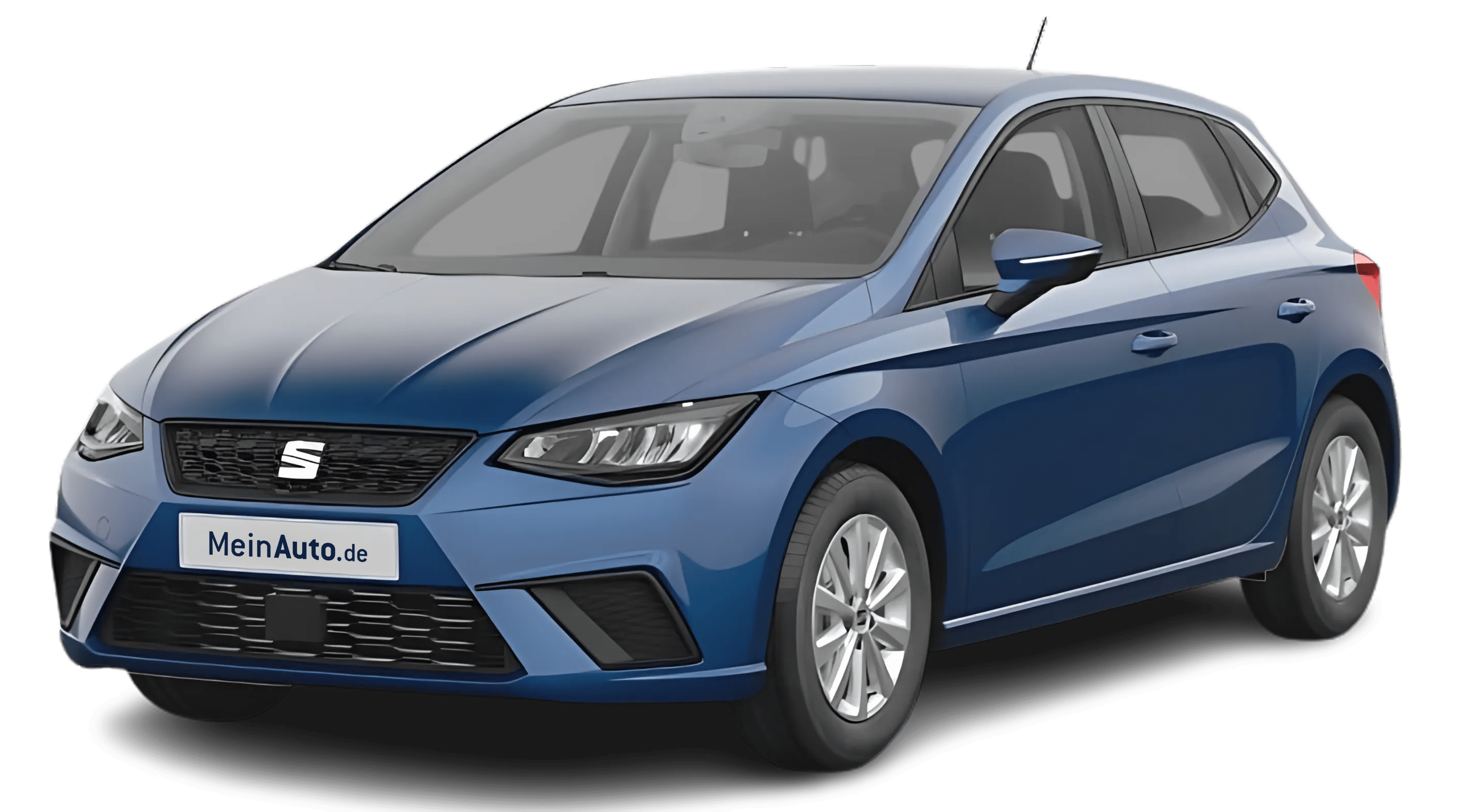 Schräge Frontansicht auf einen SEAT Ibiza, freigestellt
