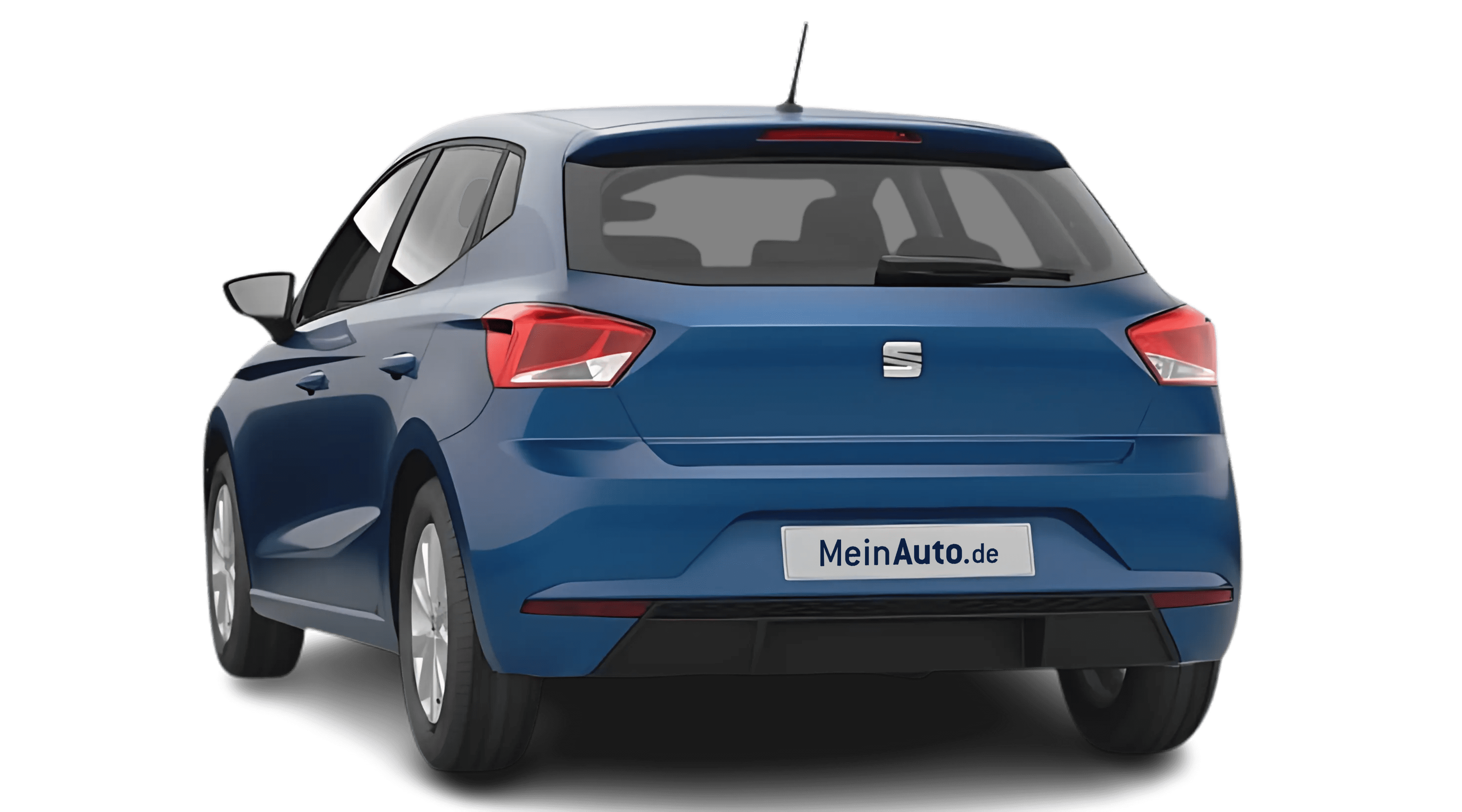 Schräge Heckansicht auf einen SEAT Ibiza, freigestellt