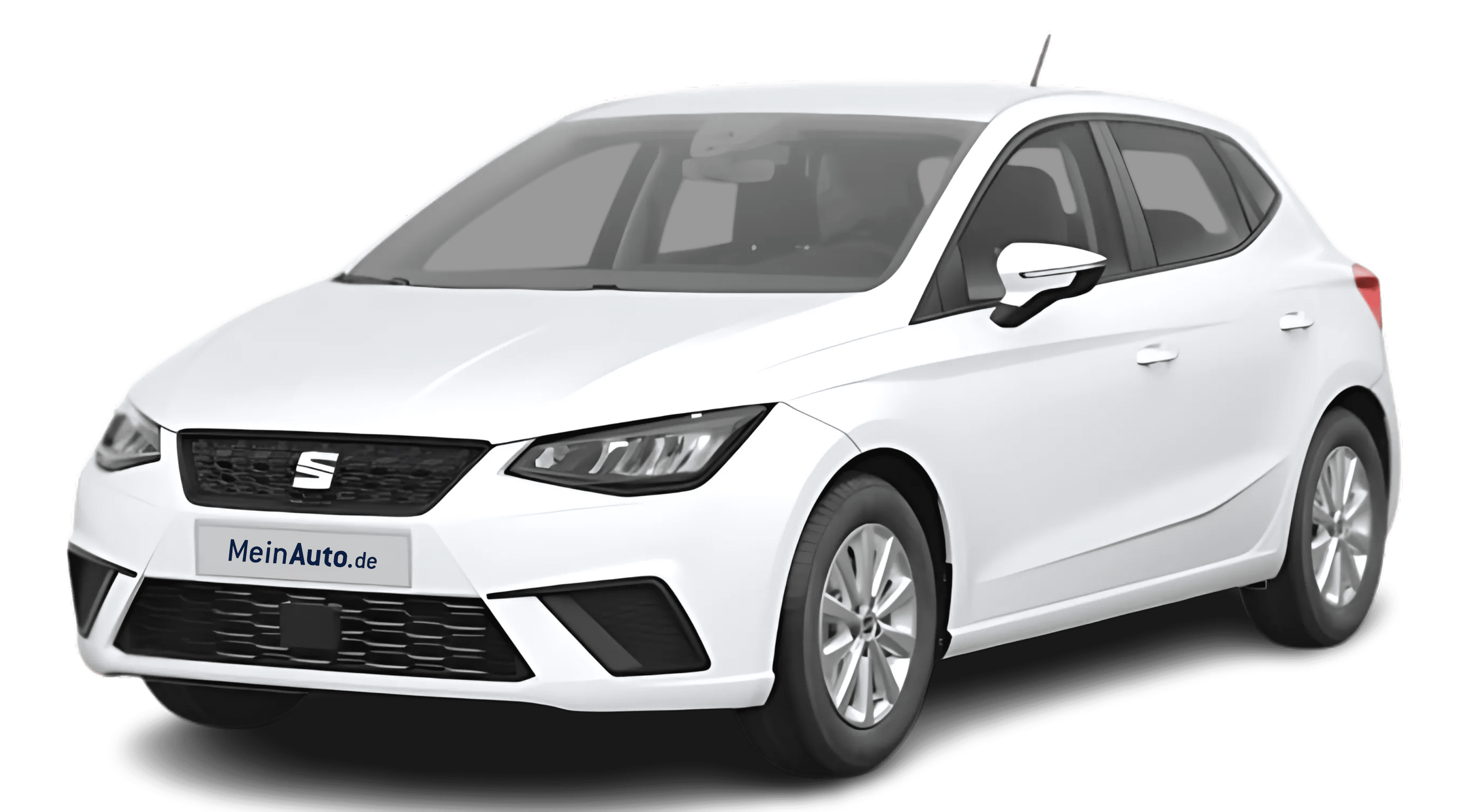 Schräge Frontansicht auf einen SEAT Ibiza, freigestellt