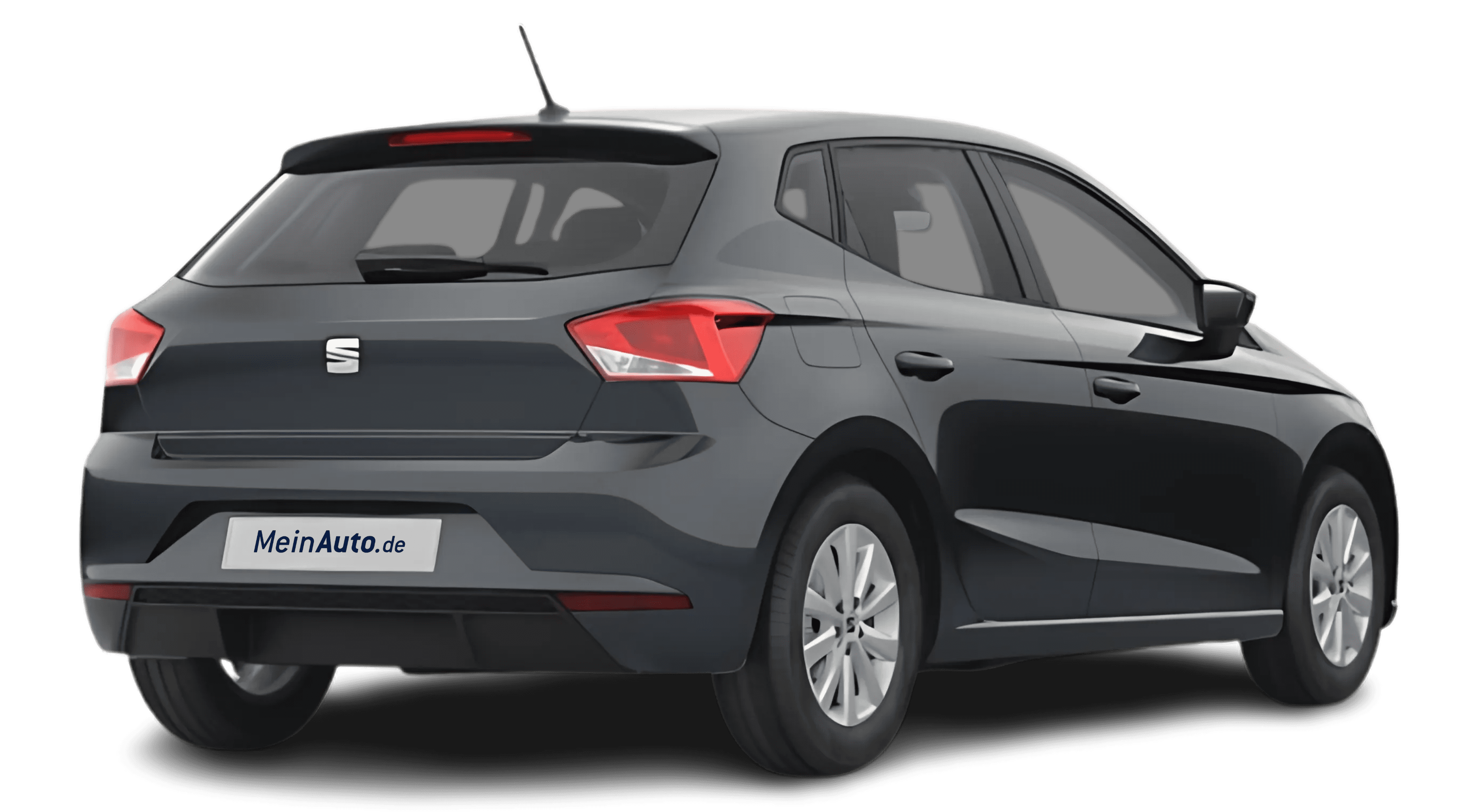 Schräge Heckansicht auf einen SEAT Ibiza, freigestellt