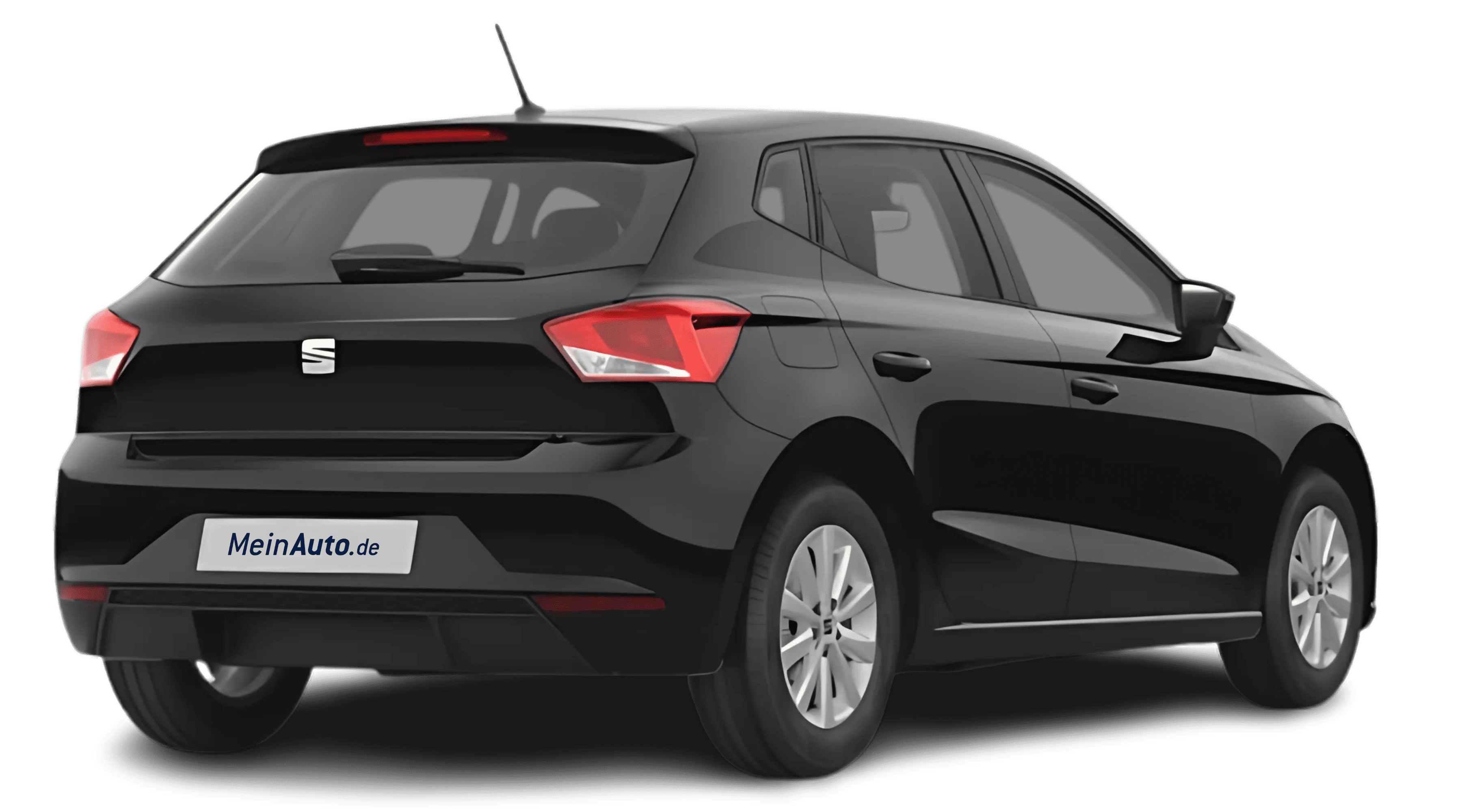 Schräge Heckansicht auf einen SEAT Ibiza, freigestellt