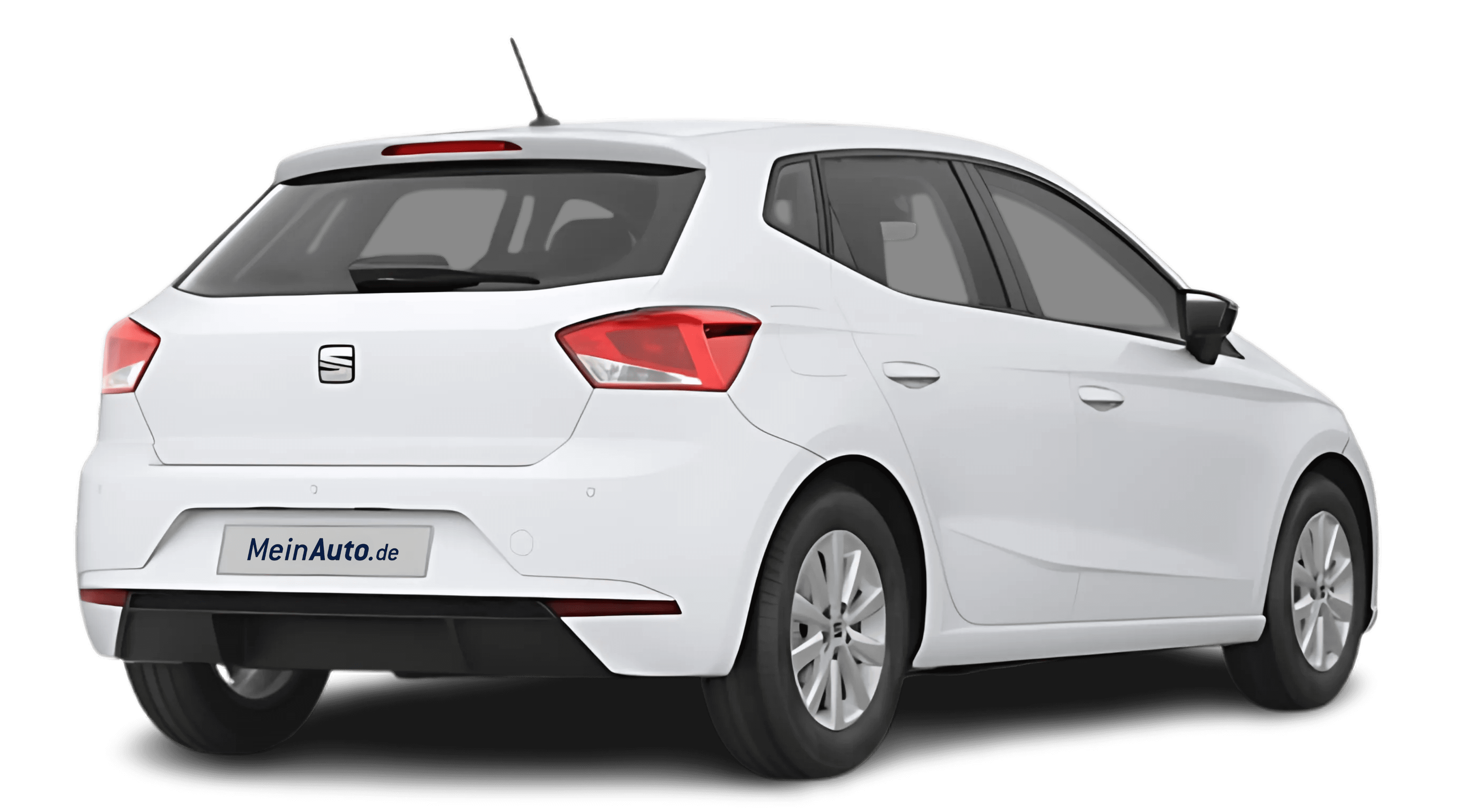 Schräge Heckansicht auf einen SEAT Ibiza, freigestellt