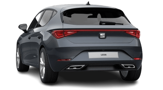 Schräge Heckansicht auf einen SEAT Leon, freigestellt