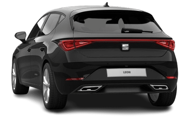 Schräge Heckansicht auf einen SEAT Leon, freigestellt