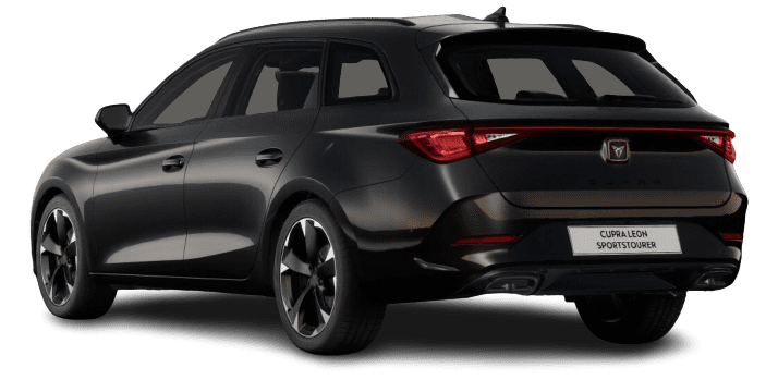 Schräge Heckansicht auf einen CUPRA Leon, freigestellt