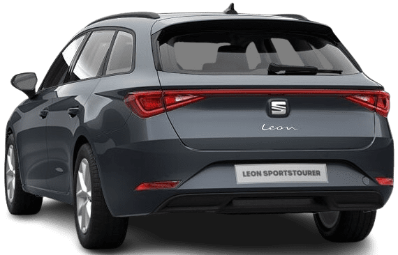 Schräge Heckansicht auf einen SEAT Leon, freigestellt