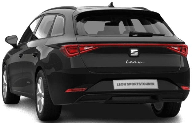 Schräge Heckansicht auf einen SEAT Leon, freigestellt