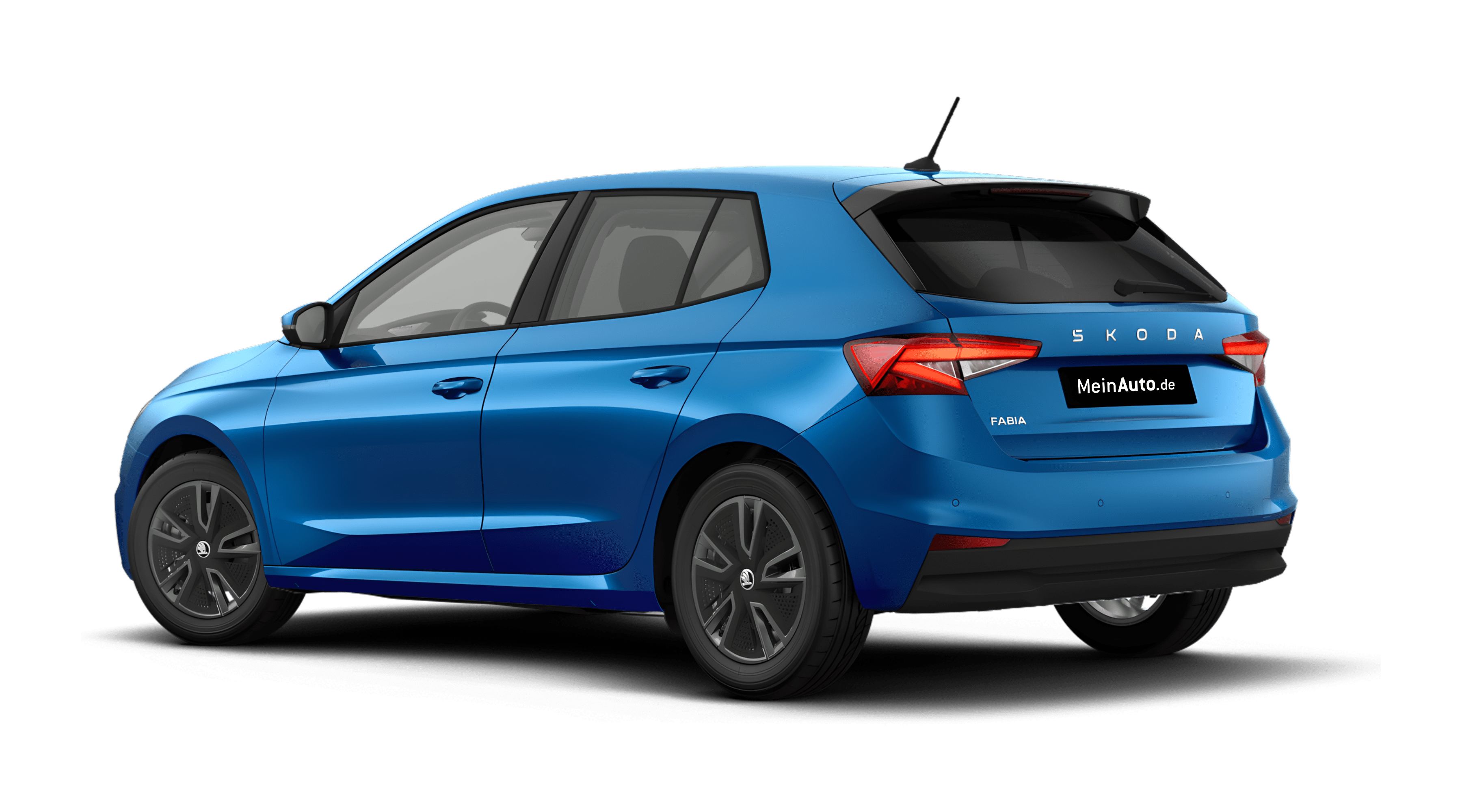 Schräge Heckansicht eines Skoda Fabia, freigestellt