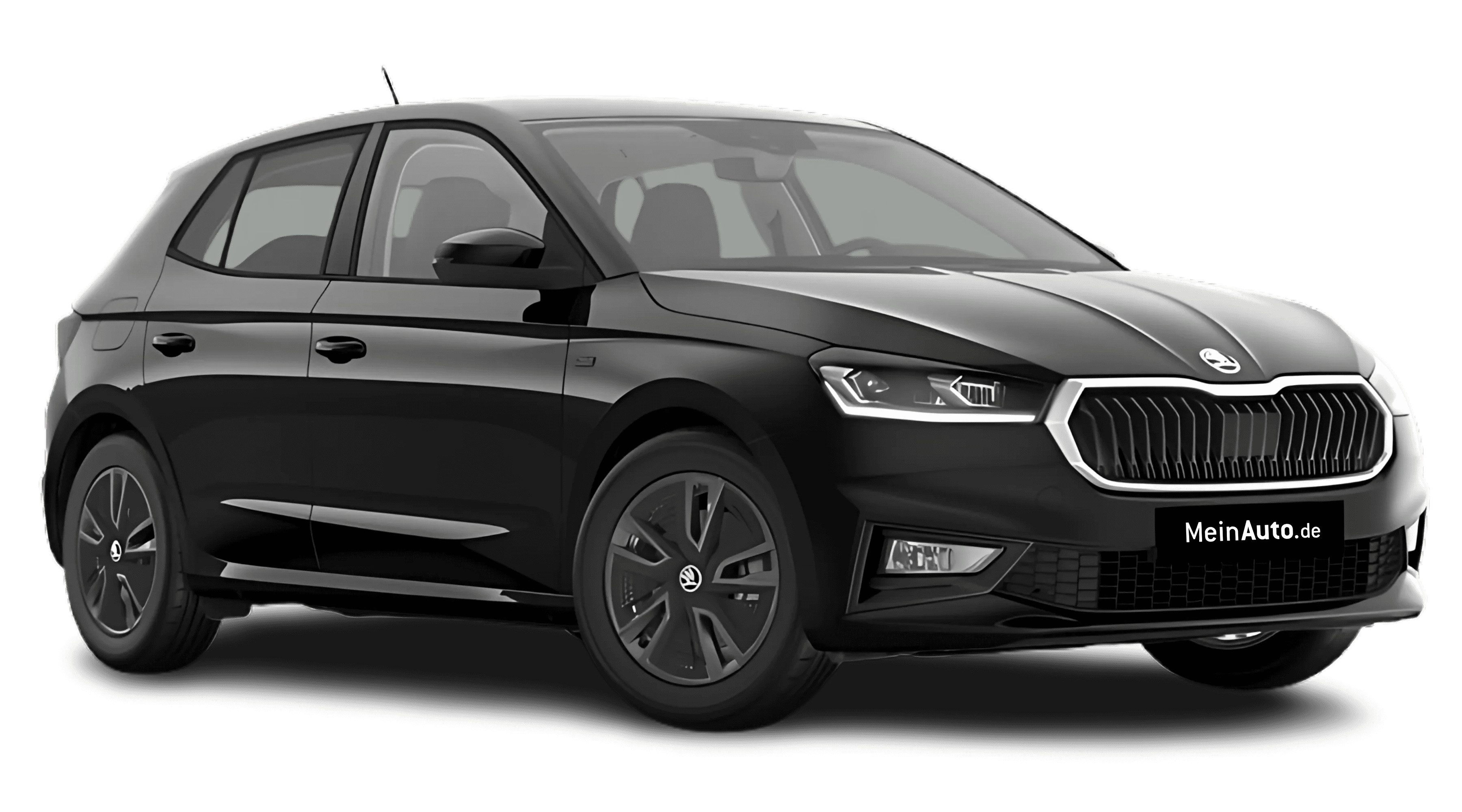 Schräge Frontansicht auf einen Skoda Fabia, freigestellt