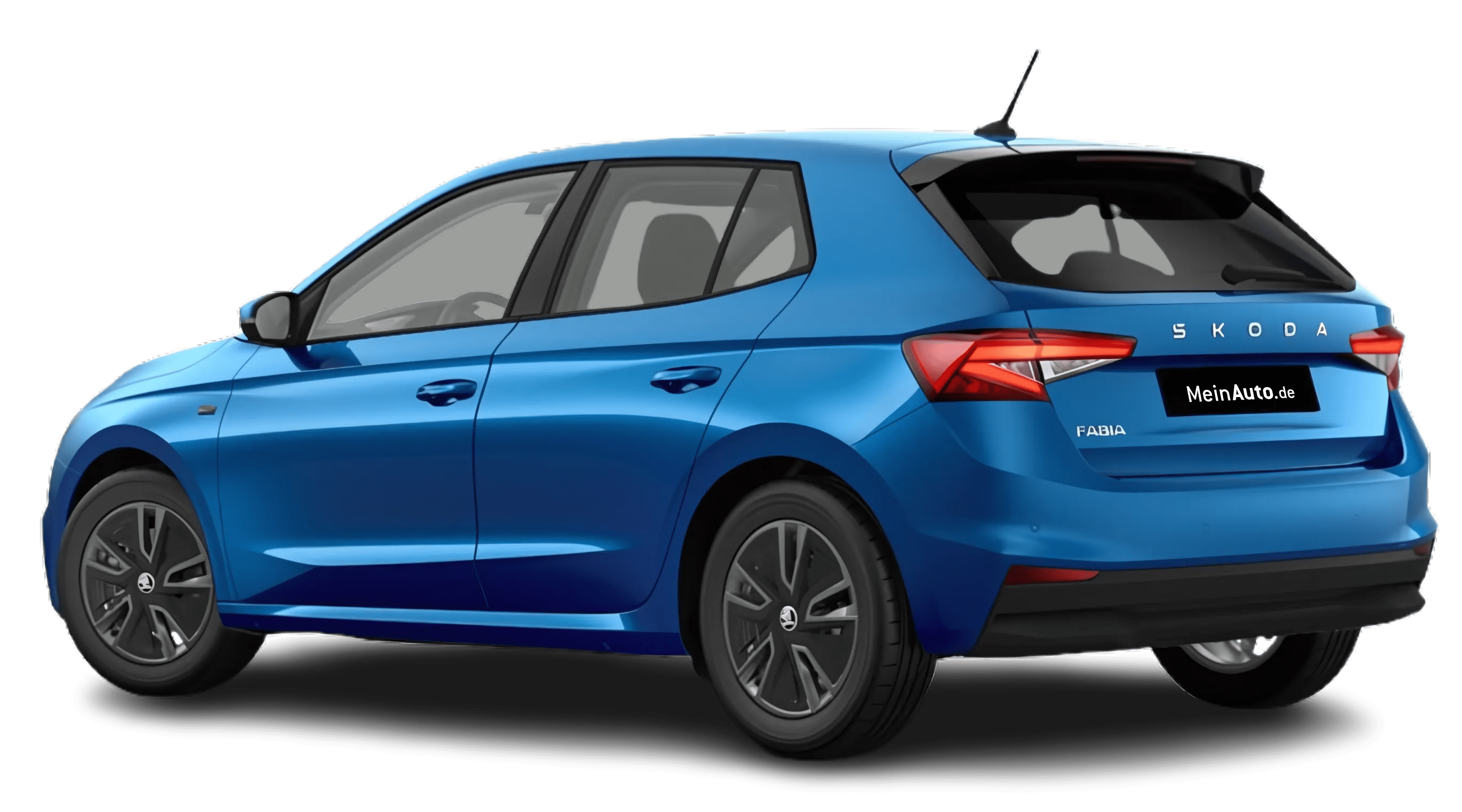 Schräge Heckansicht auf einen Skoda Fabia, freigestellt