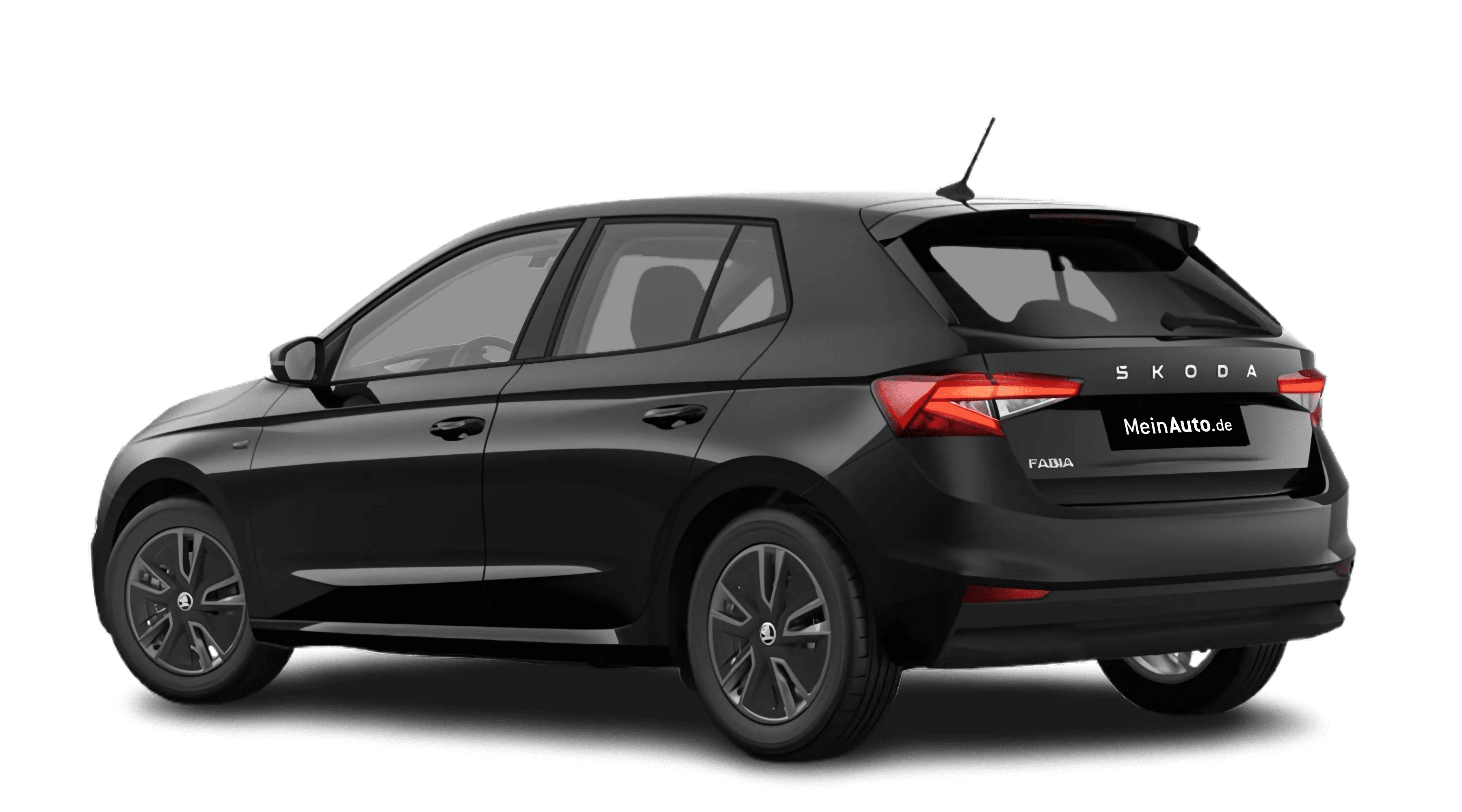 Schräge Heckansicht auf einen Skoda Fabia, freigestellt