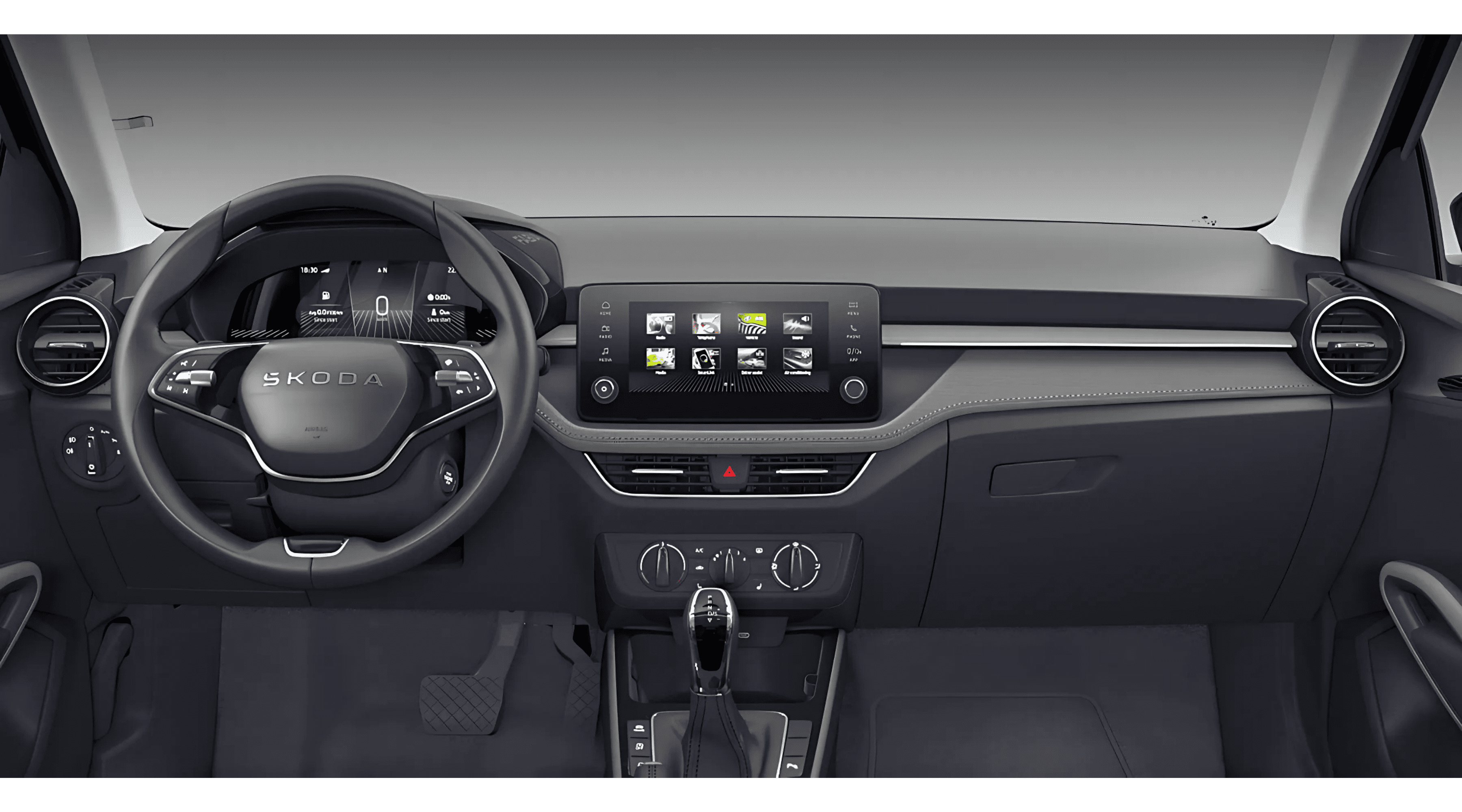 Ansicht des Armaturenbretts eines Skoda Fabia
