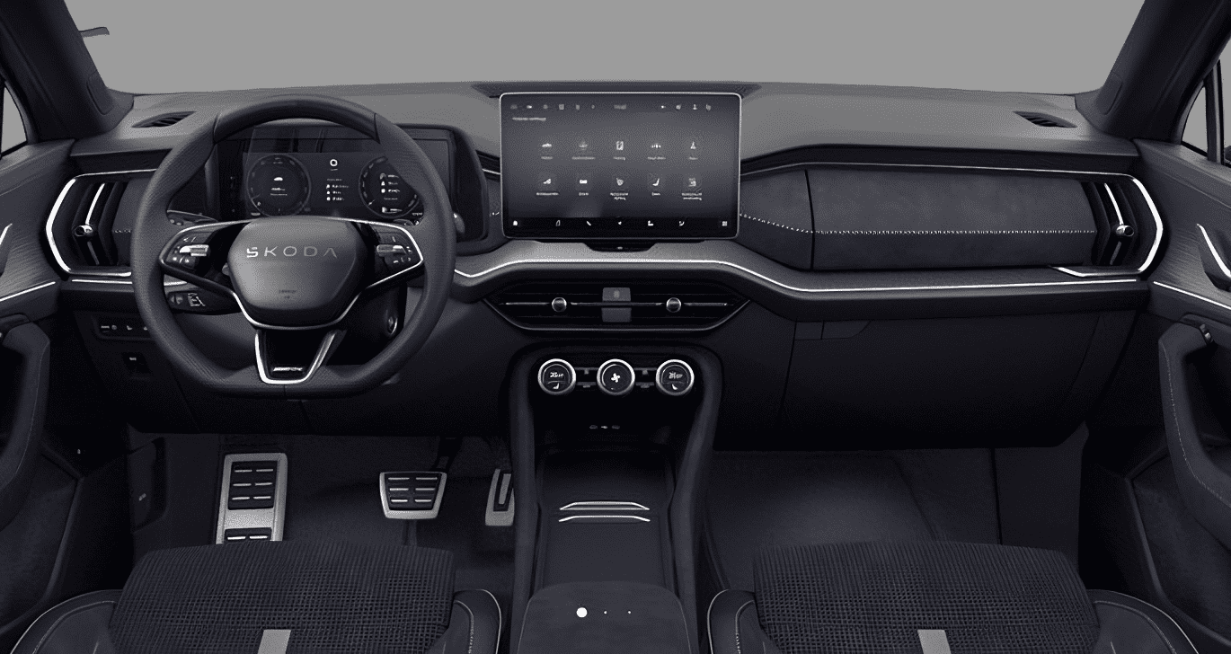 Ansicht des Armaturenbretts eines Skoda Kodiaq