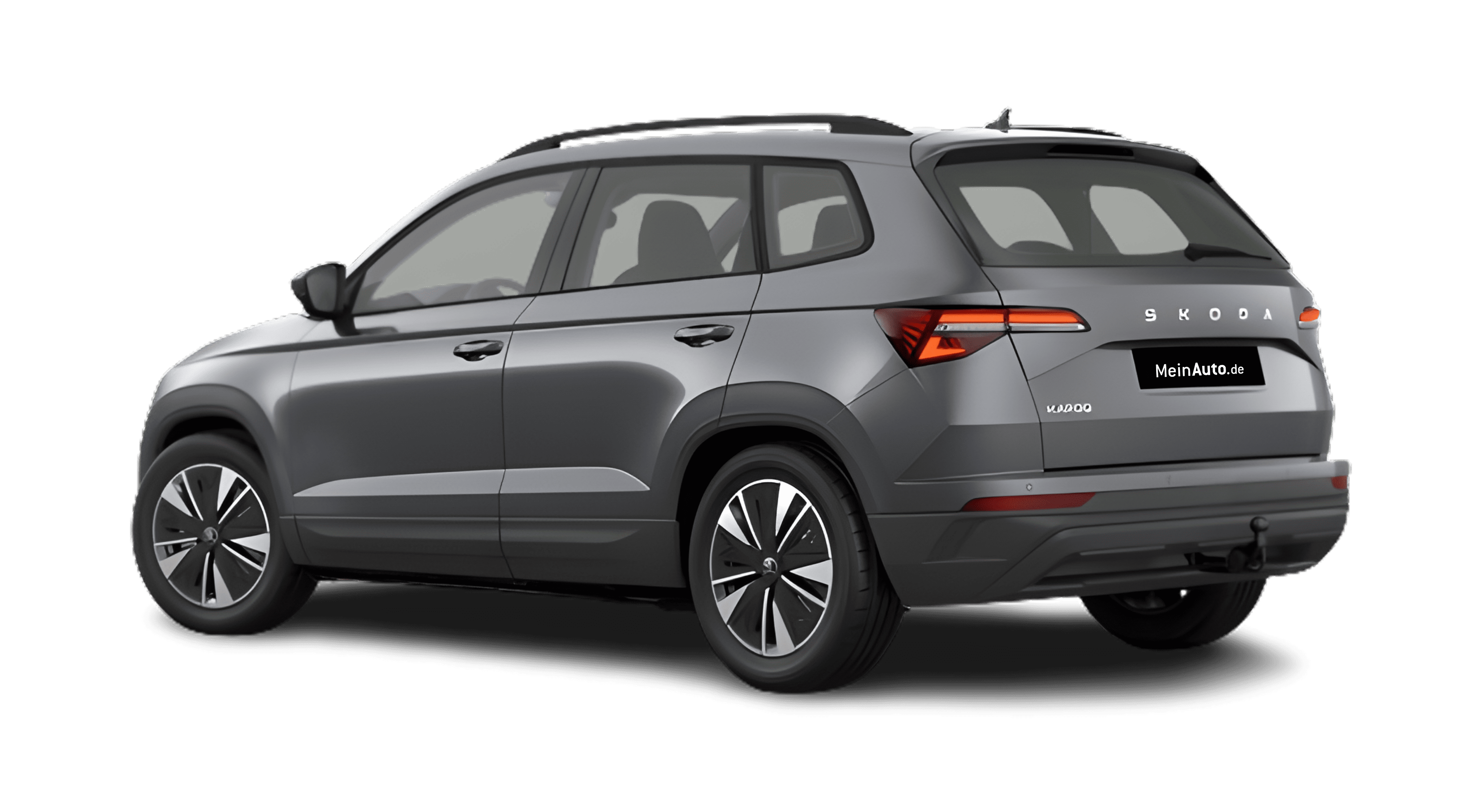 Schräge Heckansicht eines Skoda Karoq, freigestellt