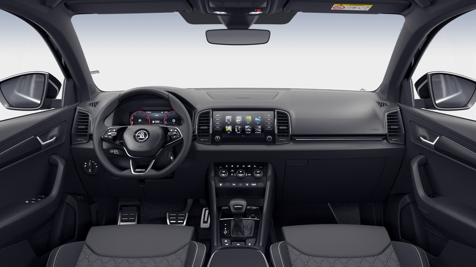 Ansicht des Armaturenbretts eines Skoda Karoq