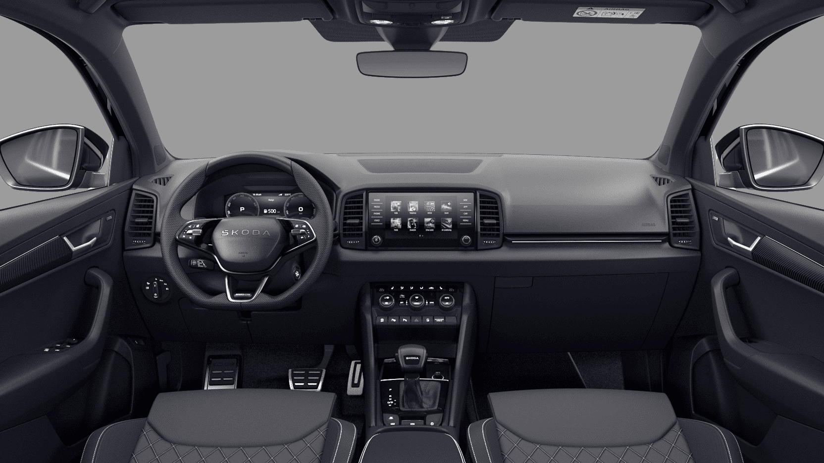 Ansicht des Armaturenbretts eines Skoda Karoq