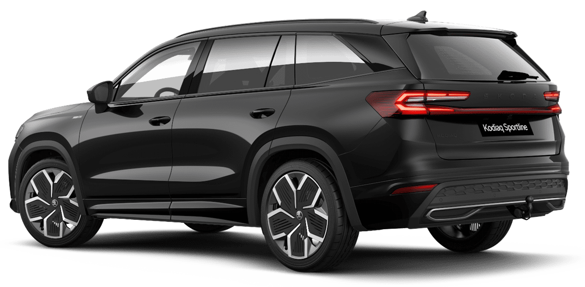 Schräge Heckansicht auf einen Skoda Kodiaq, freigestellt
