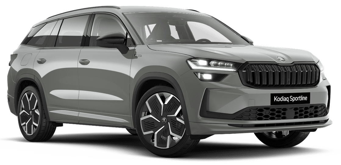 Schräge Frontansicht auf einen Skoda Kodiaq, freigestellt
