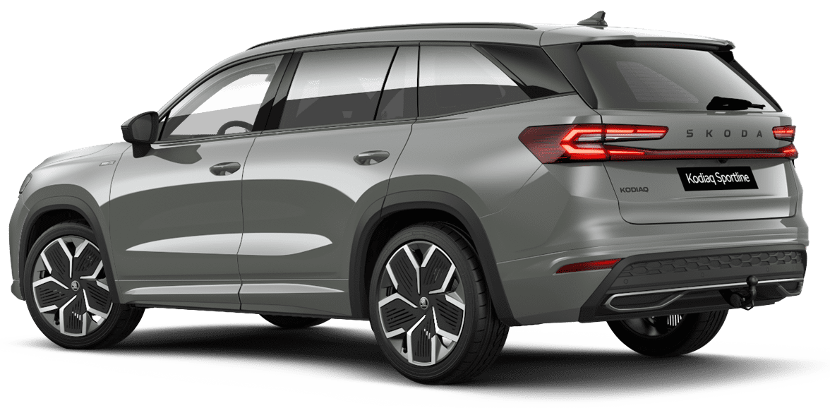 Schräge Heckansicht auf einen Skoda Kodiaq, freigestellt