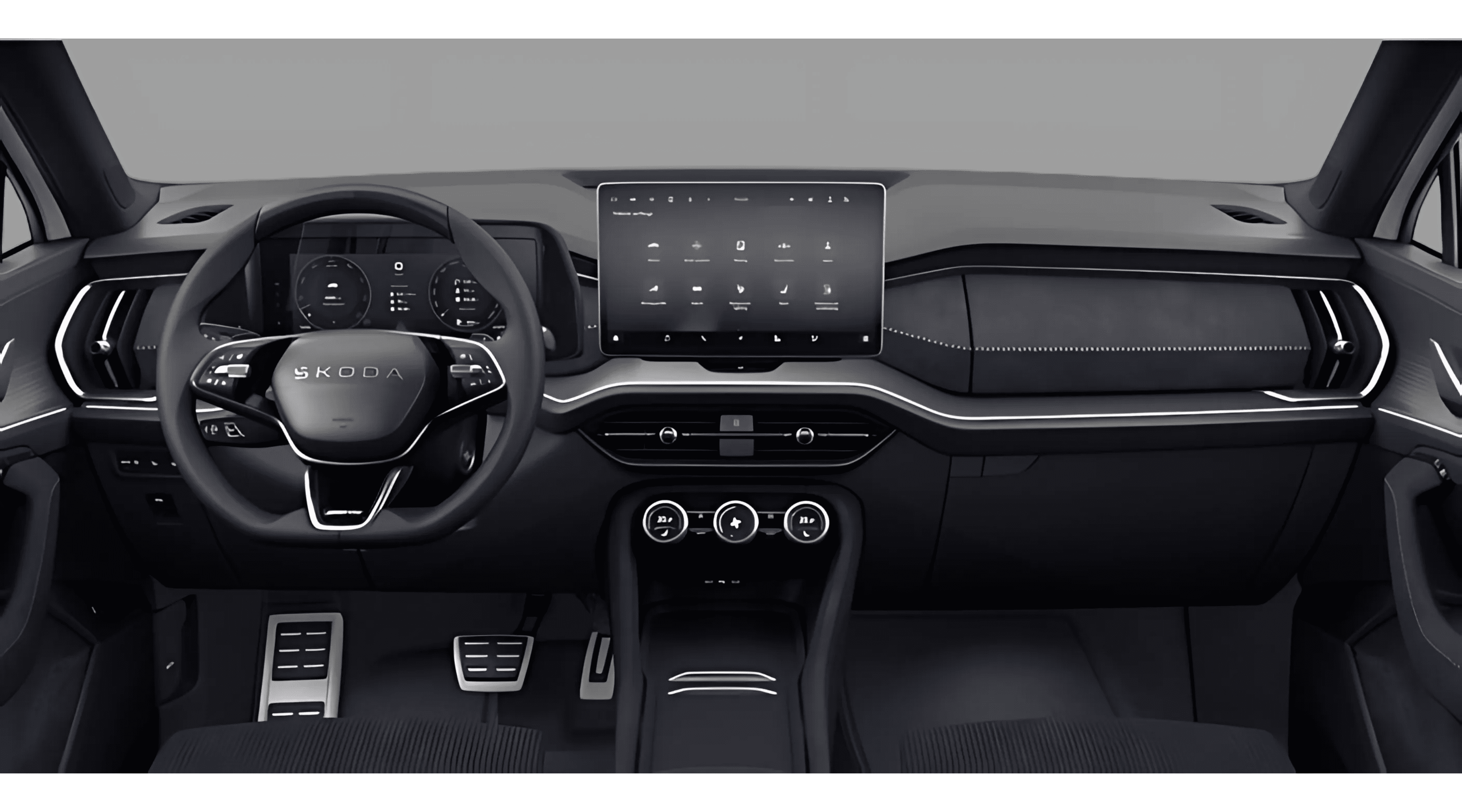 Ansicht des Armaturenbretts eines Skoda Kodiaq
