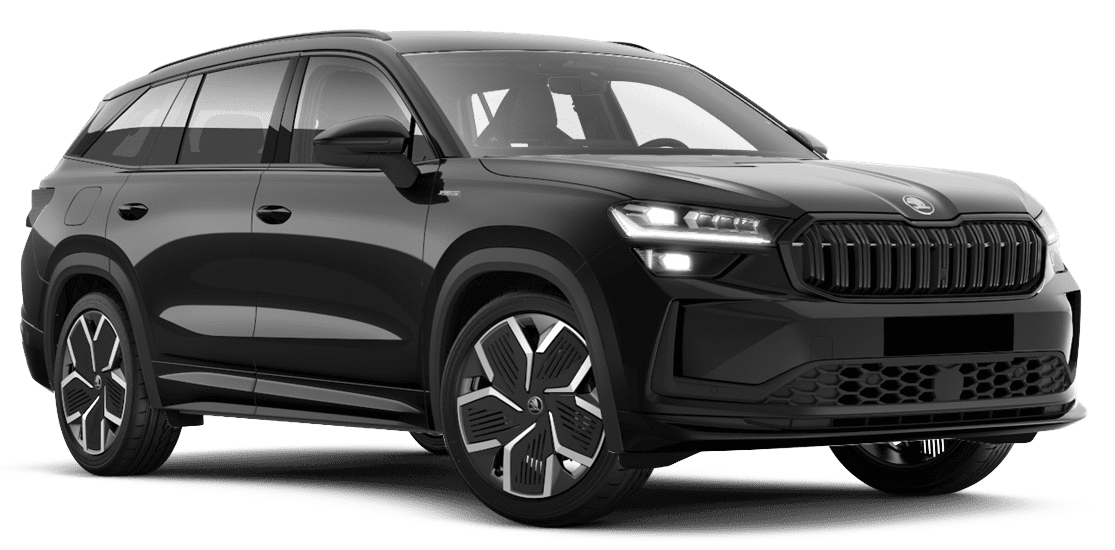 Schräge Frontansicht auf einen Skoda Kodiaq, freigestellt