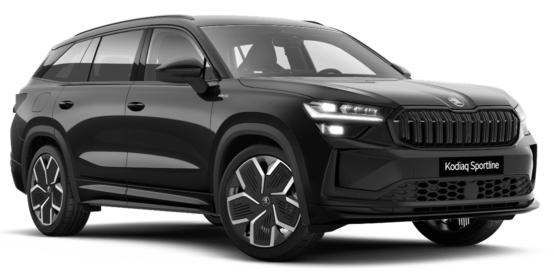 Schräge Frontansicht auf einen Skoda Kodiaq, freigestellt