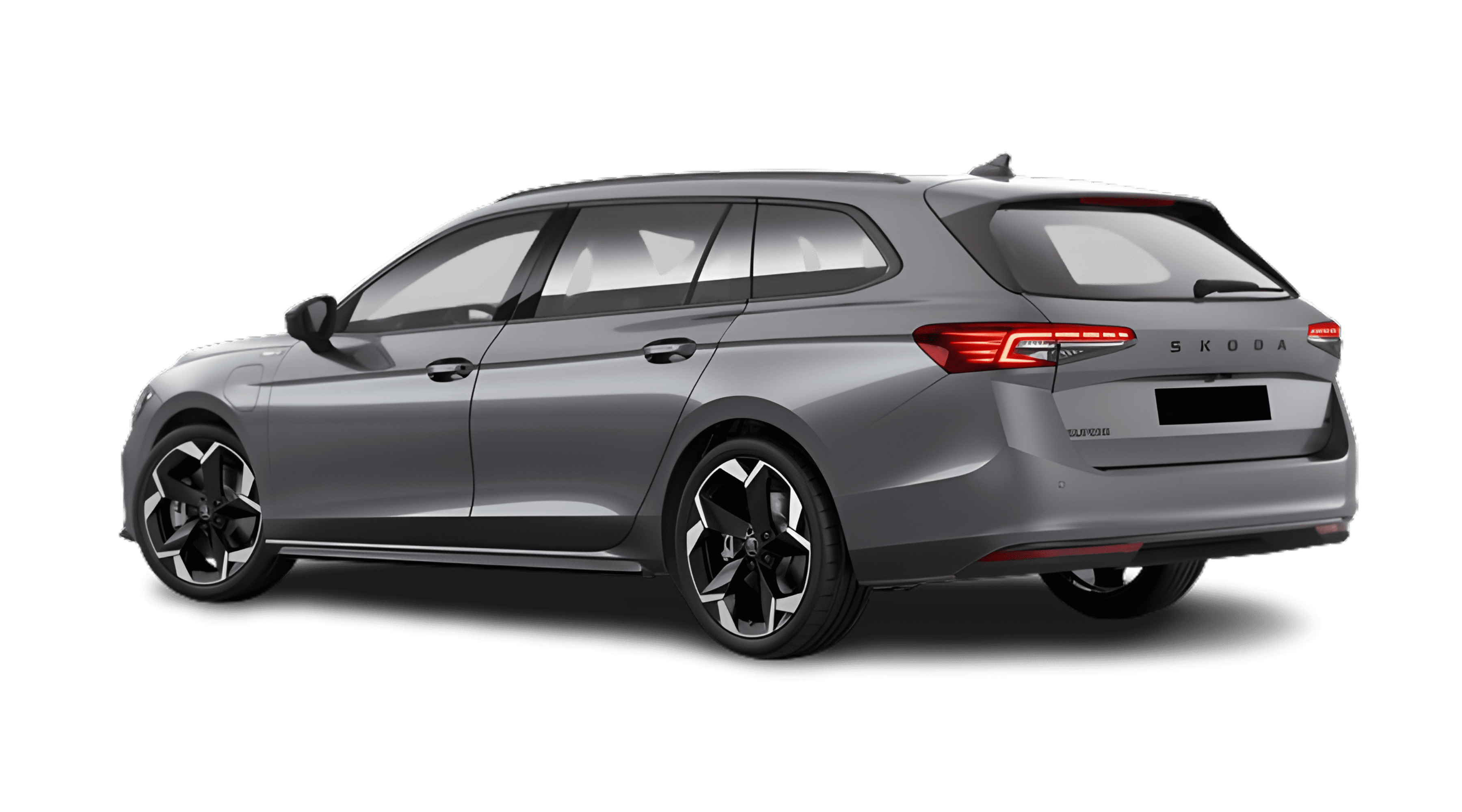 Schräge Heckansicht eines Skoda Superb, freigestellt