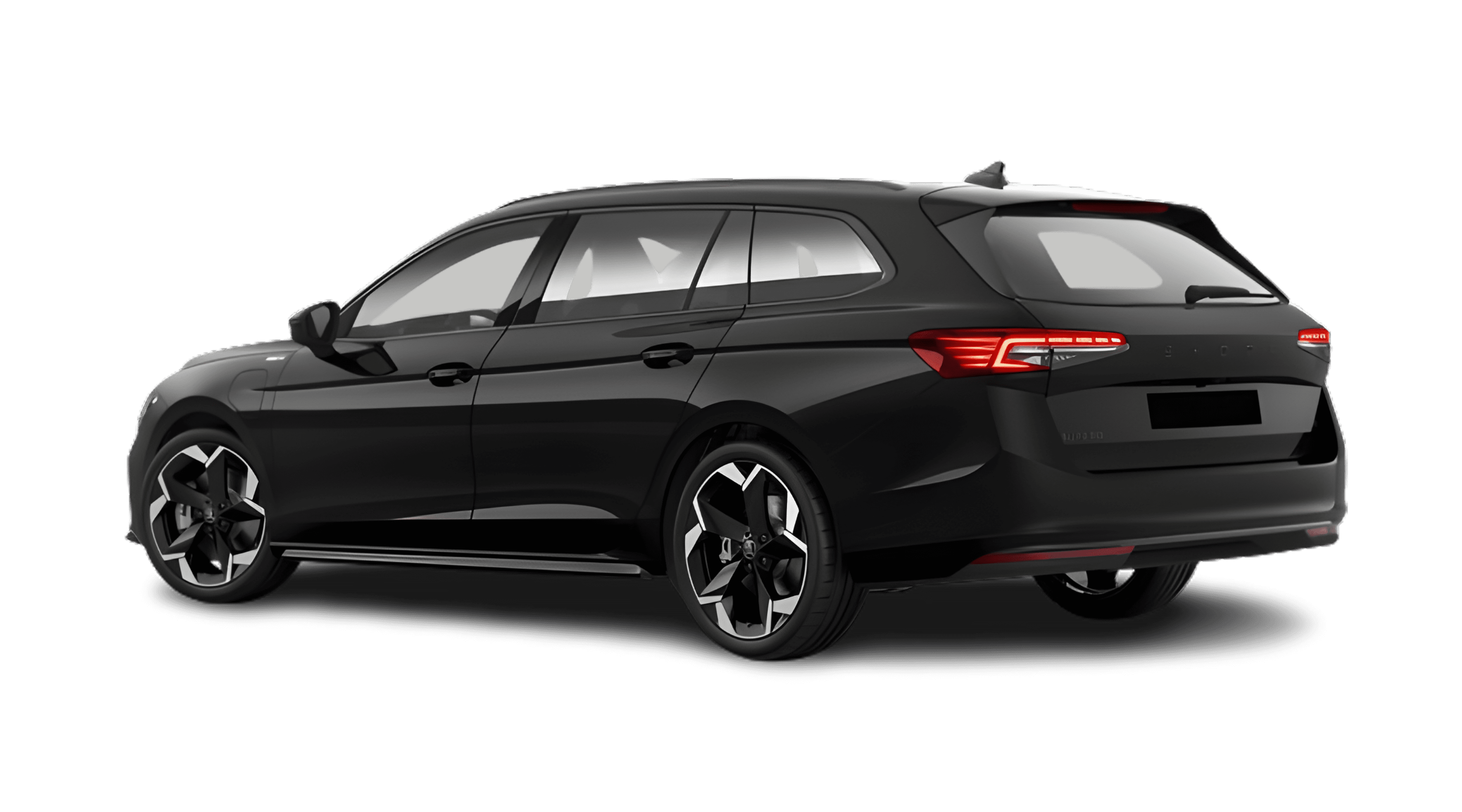 Schräge Heckansicht eines Skoda Superb, freigestellt