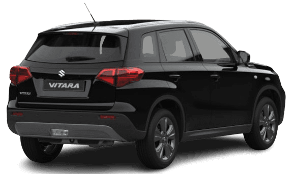 Schräge Heckansicht auf einen Suzuki Vitara, freigestellt