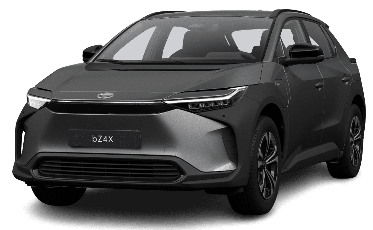 Schräge Frontansicht auf einen Toyota bZ4X, freigestellt