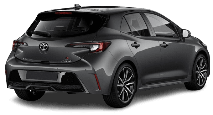 Schräge Heckansicht auf einen Toyota Corolla, freigestellt