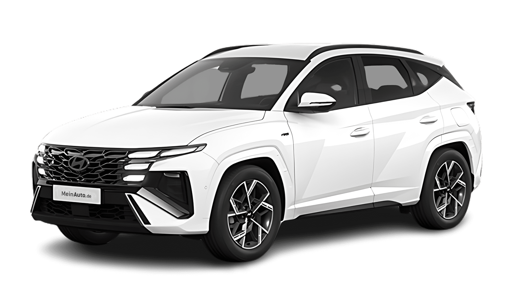 Schräge Frontansicht auf einen Hyundai Tucson, freigestellt
