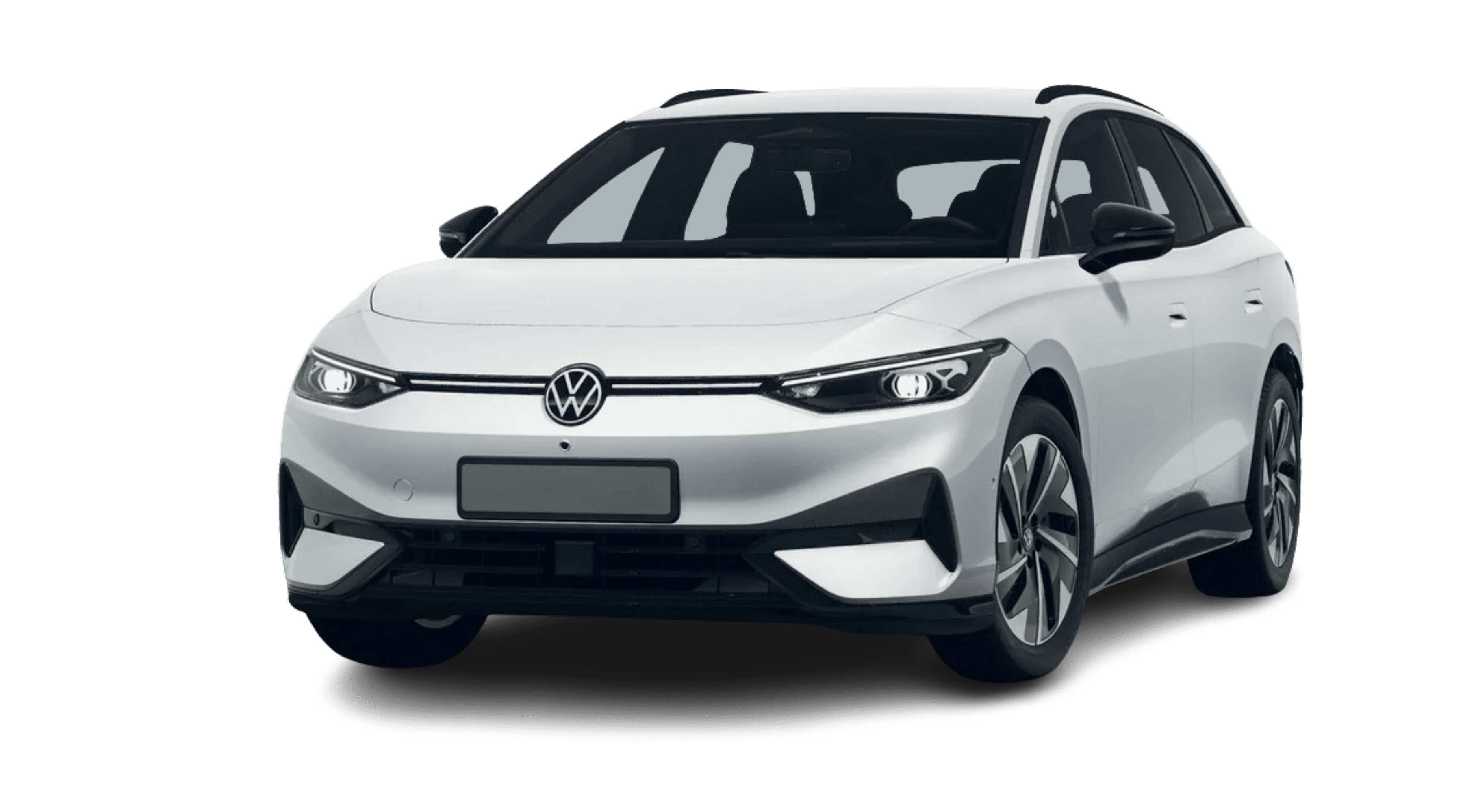 Schräge Frontansicht eines Volkswagen ID.7, freigestellt