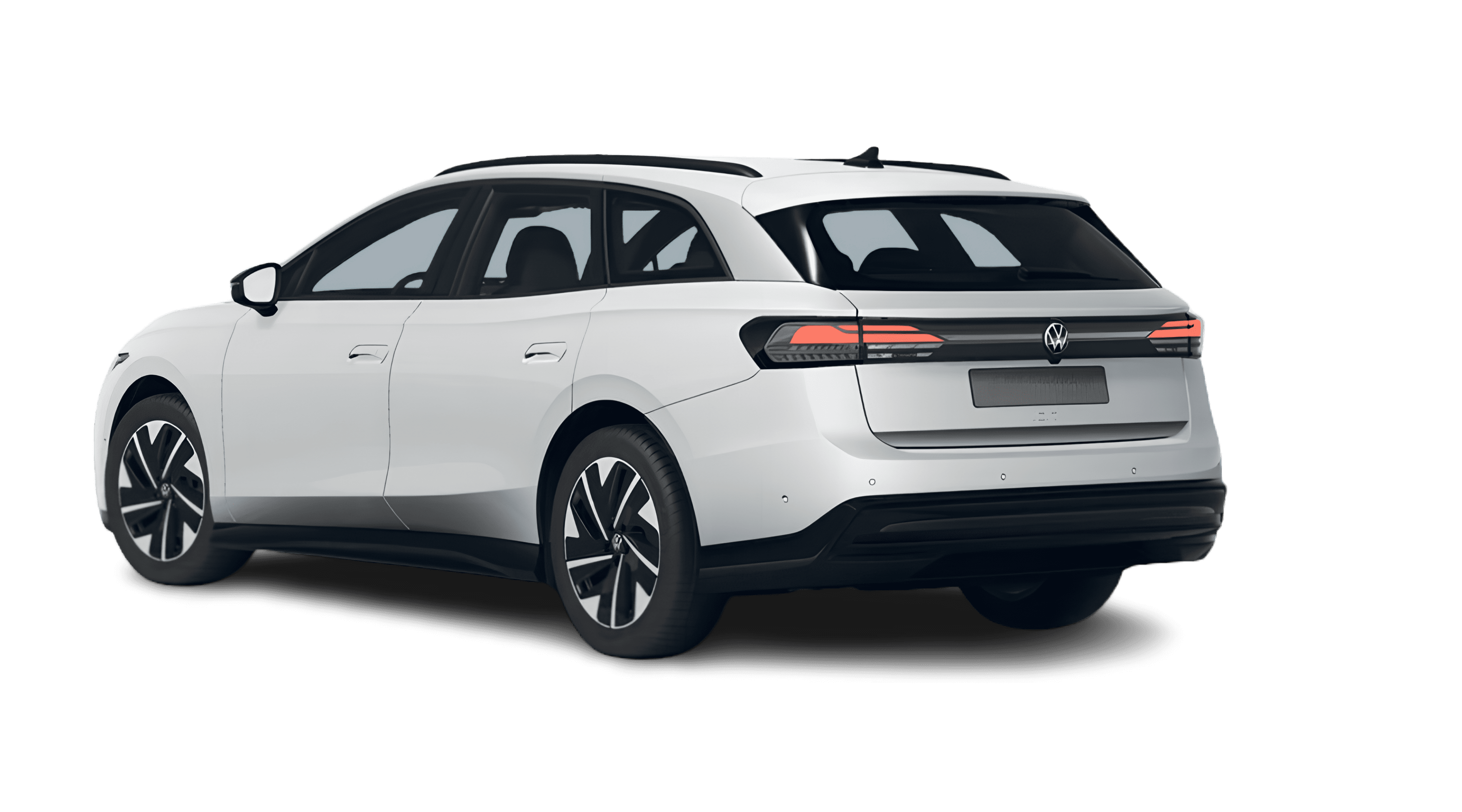 Schräge Heckansicht eines Volkswagen ID.7, freigestellt
