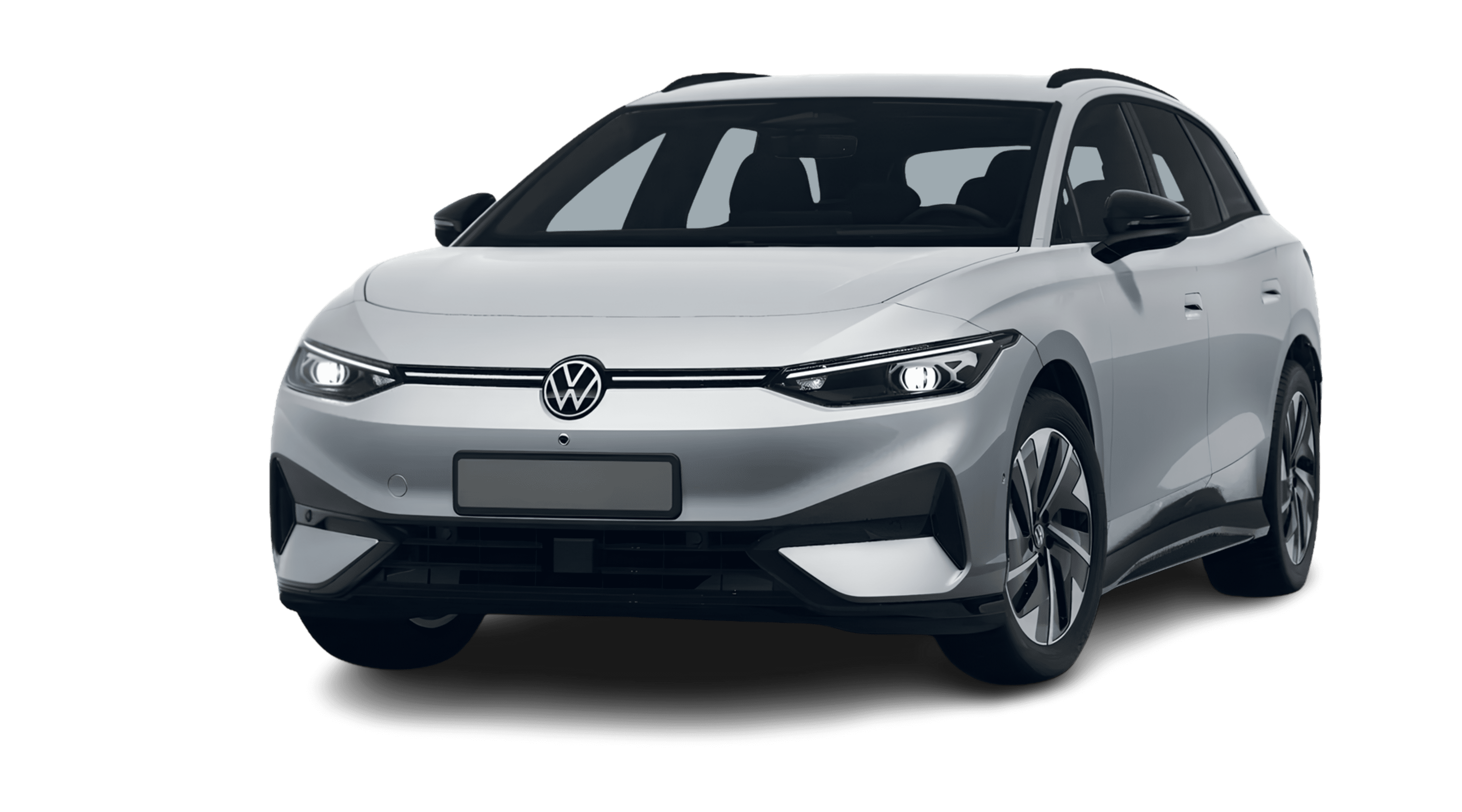 Schräge Frontansicht eines Volkswagen ID.7, freigestellt