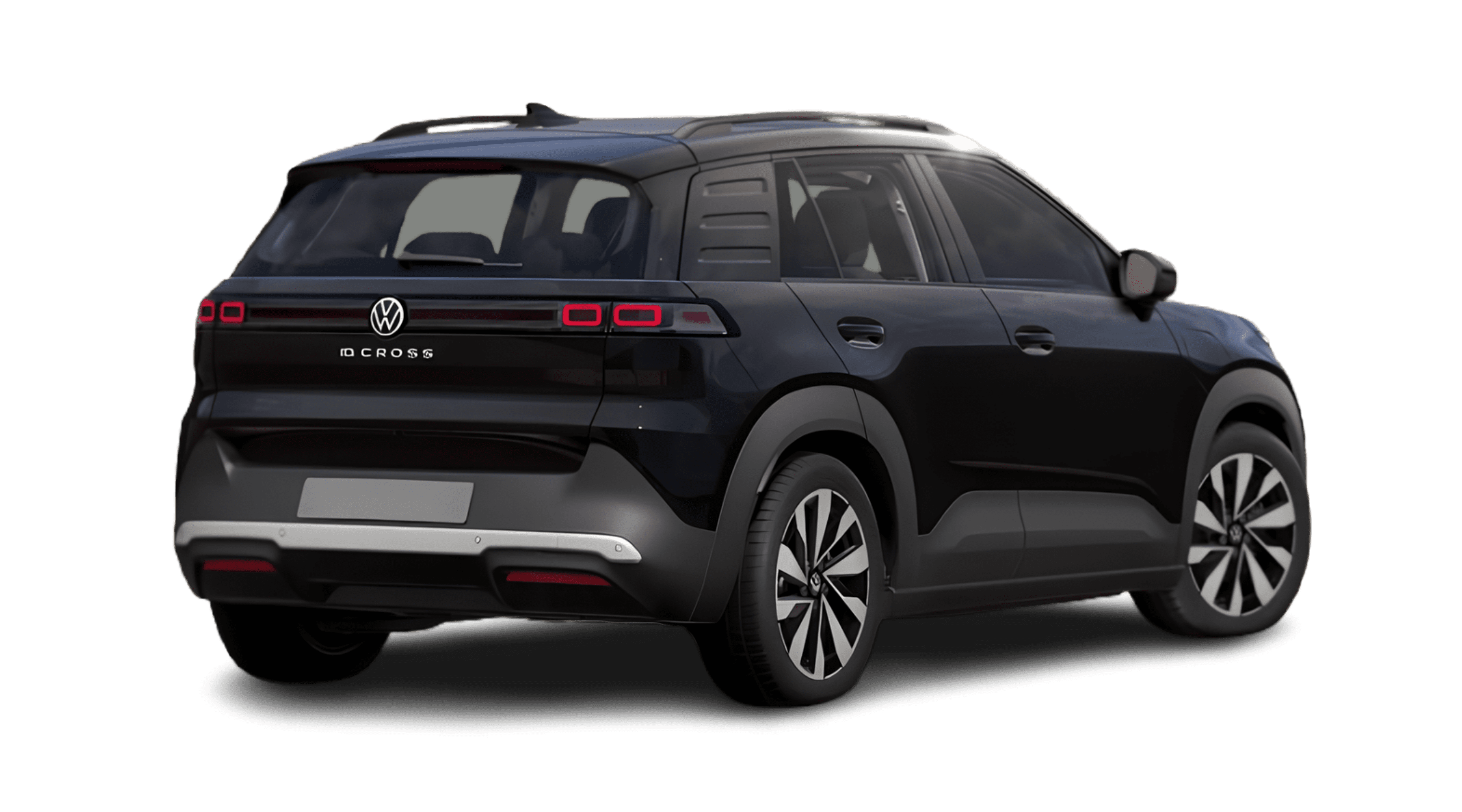 Schräge Heckansicht eines Volkswagen ID. Cross, freigestellt