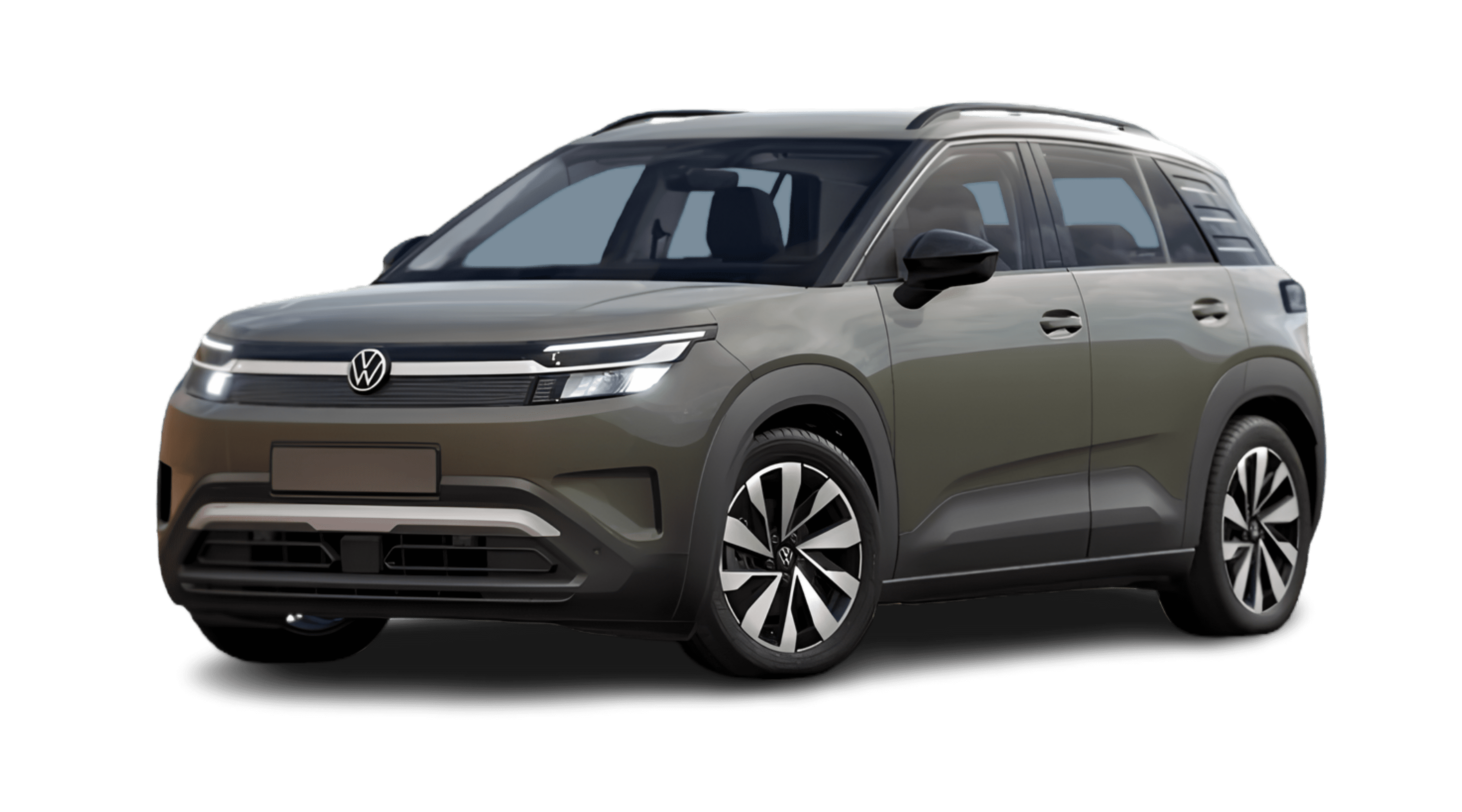 Schräge Frontansicht eines Volkswagen ID. Cross, freigestellt