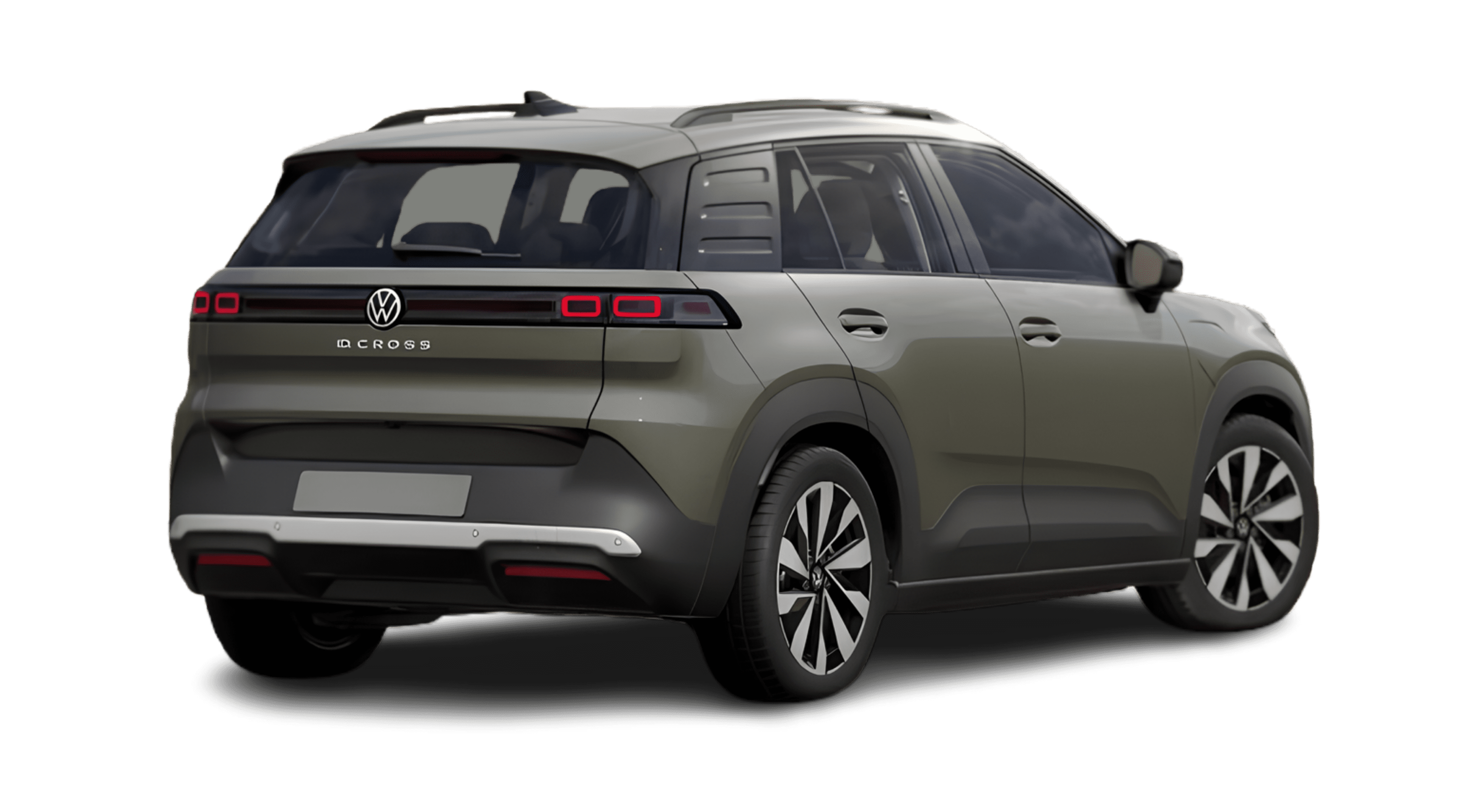 Schräge Heckansicht eines Volkswagen ID. Cross, freigestellt
