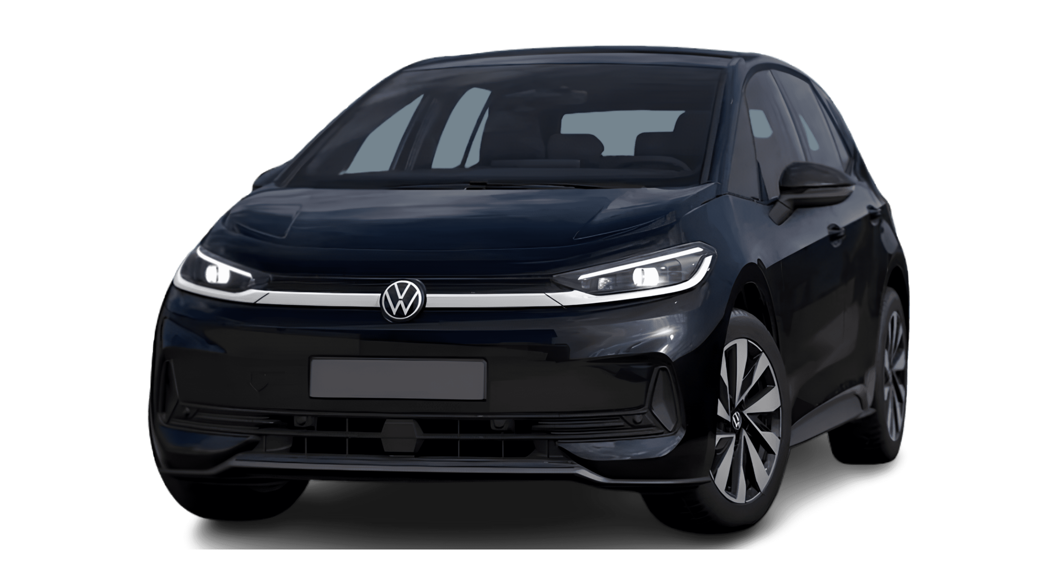 Schräge Frontansicht eines Volkswagen ID.3 Neo, freigestellt