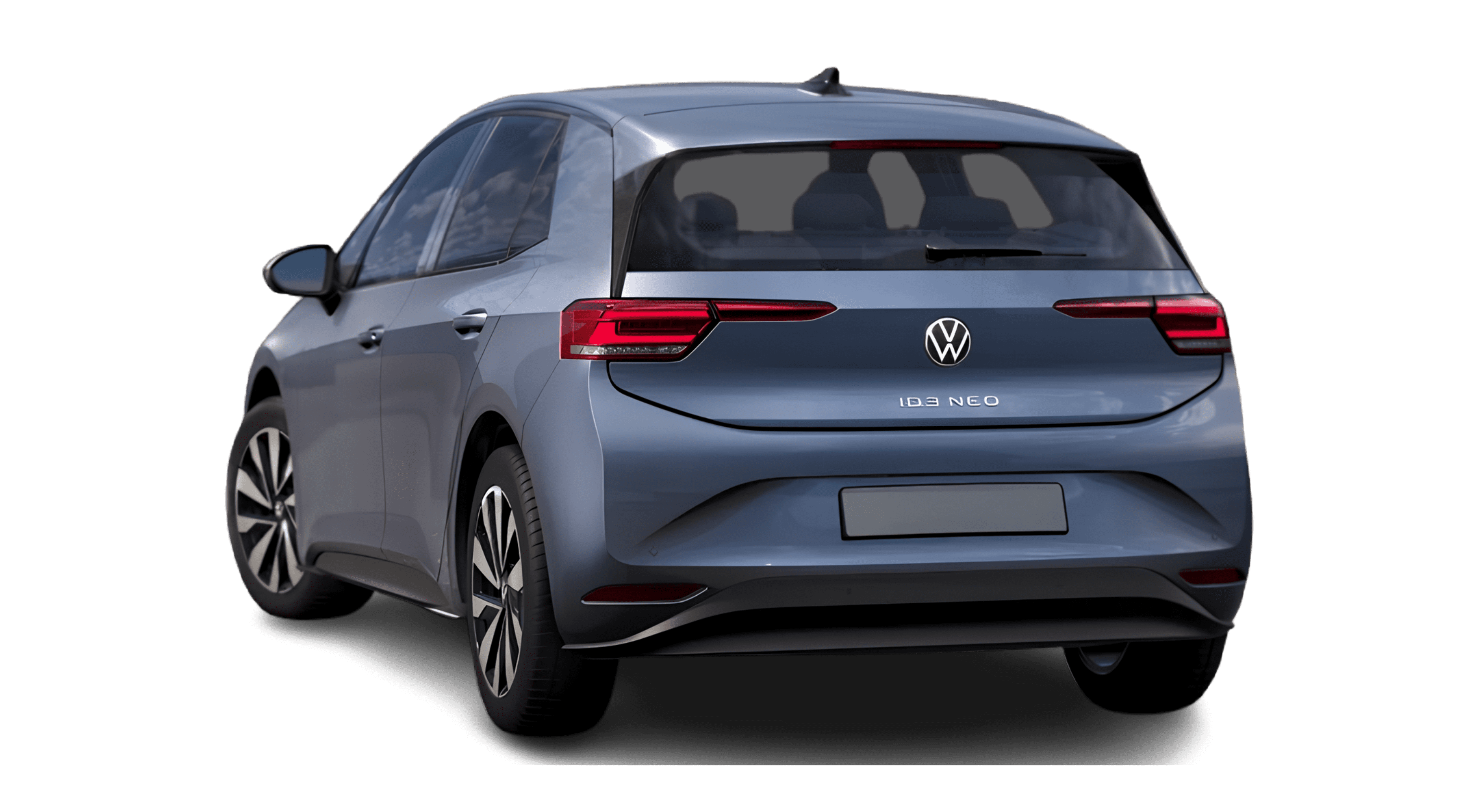 Schräge Heckansicht eines Volkswagen ID.3 Neo, freigestellt