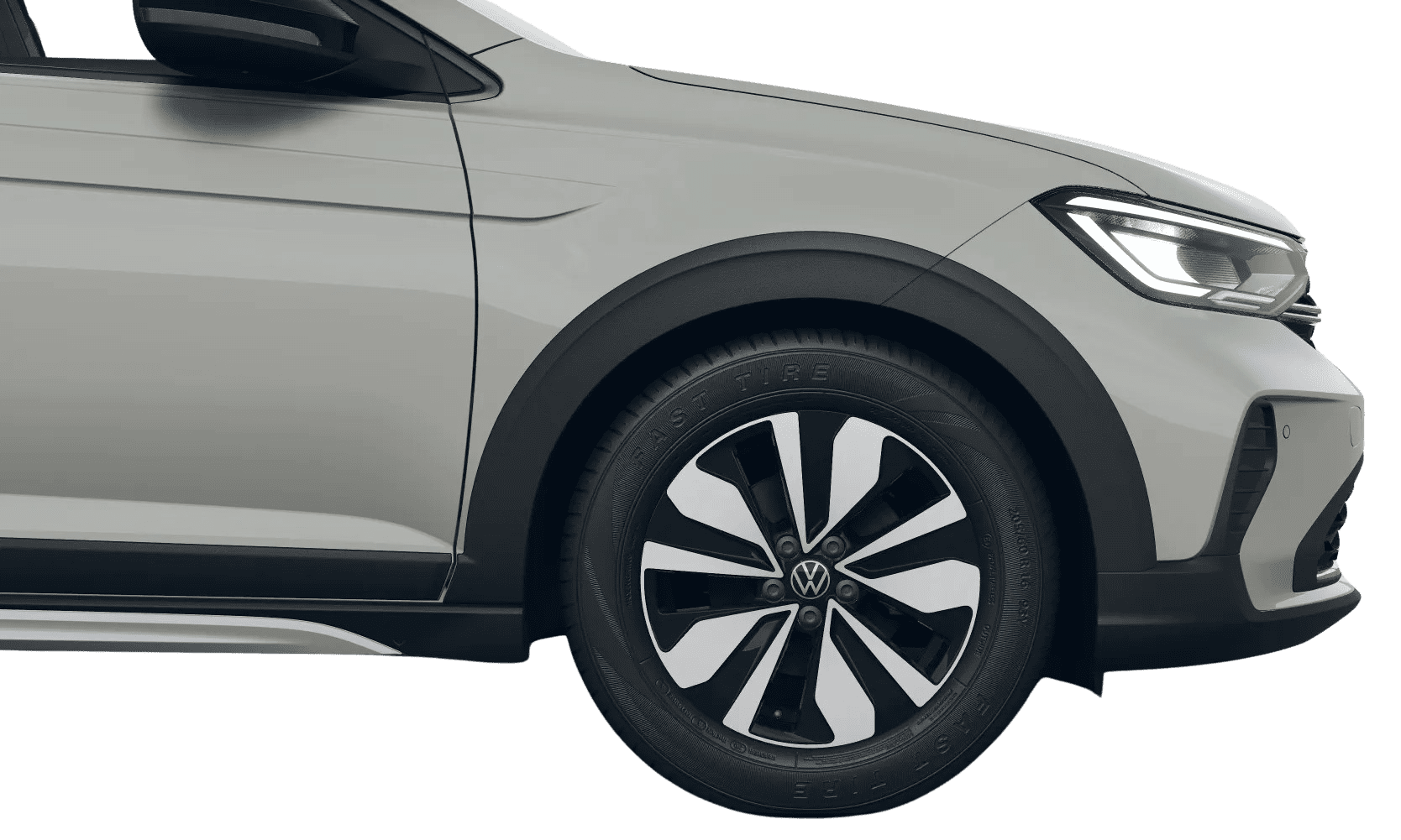 Detailansicht der Radkappe oder Felge eines Volkswagen Taigo