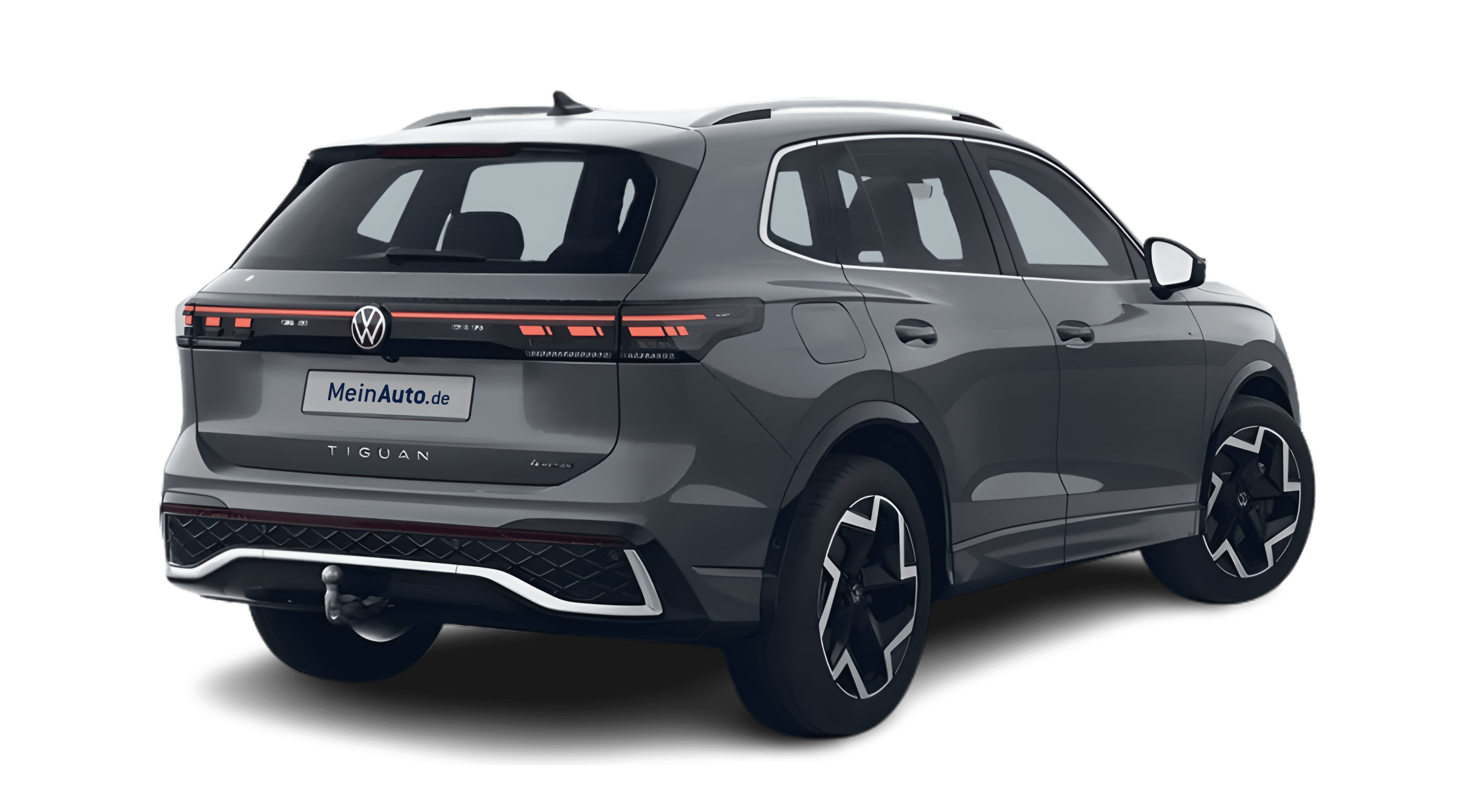 Schräge Heckansicht eines Volkswagen Tiguan, freigestellt
