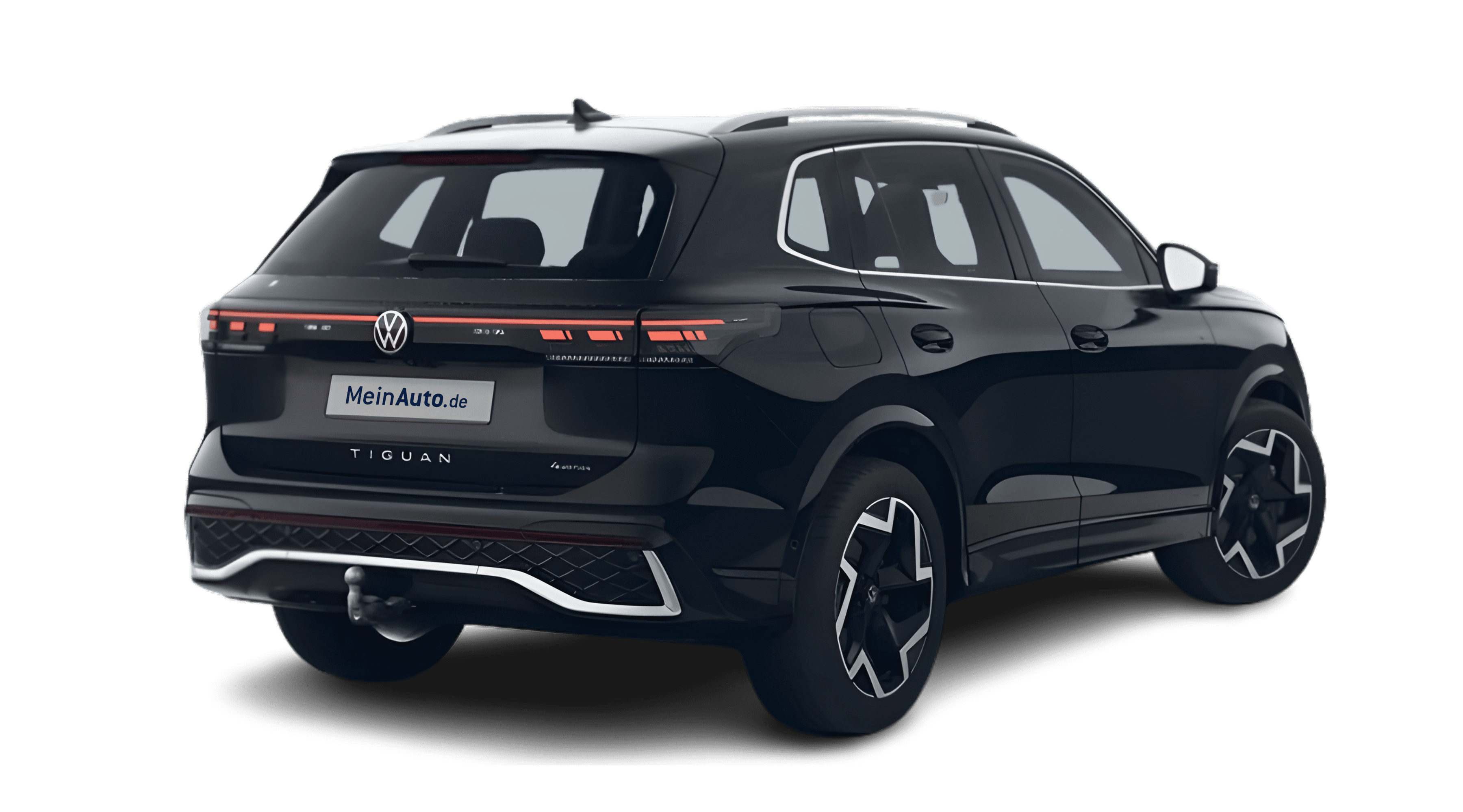 Schräge Heckansicht eines Volkswagen Tiguan, freigestellt