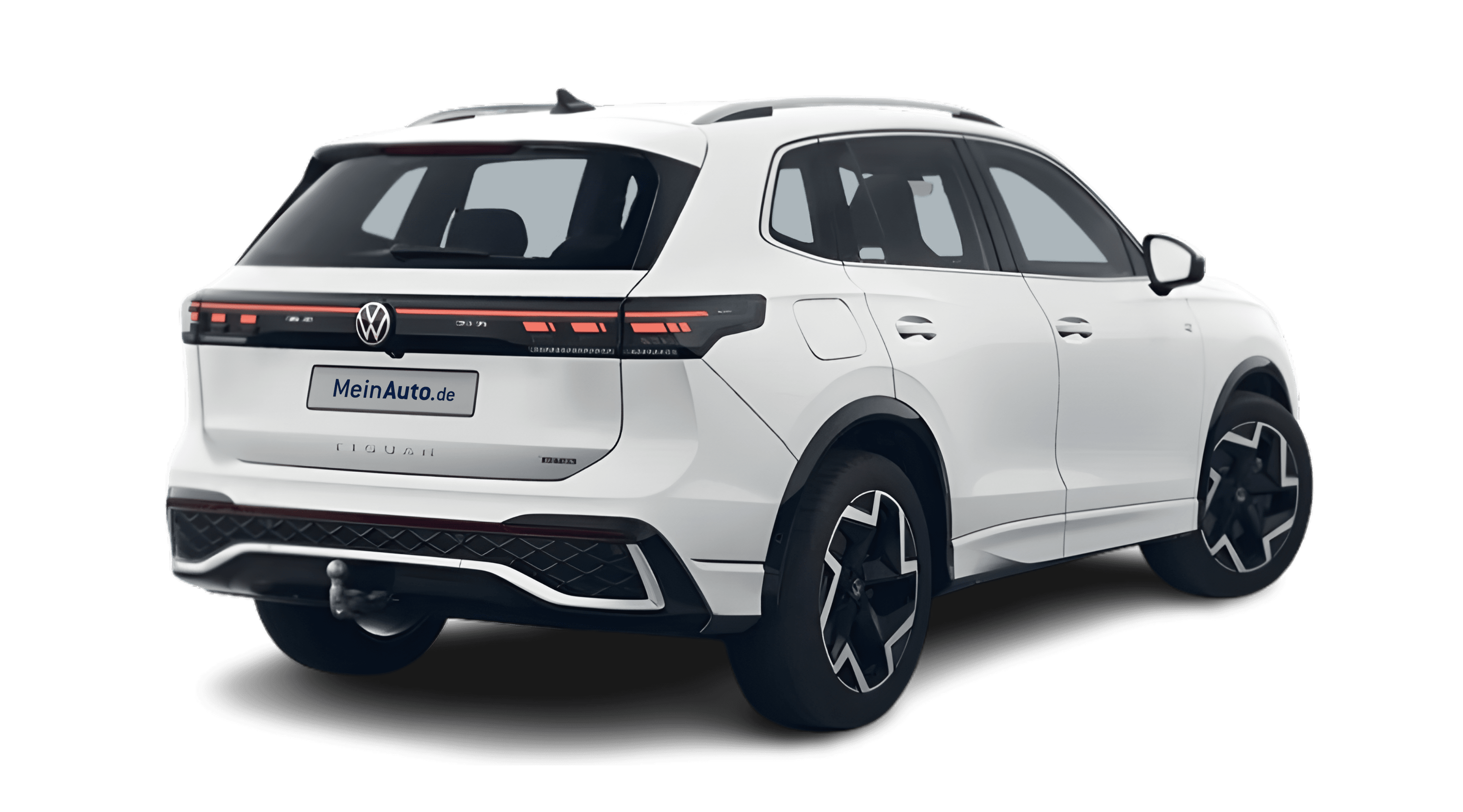 Schräge Heckansicht eines Volkswagen Tiguan, freigestellt