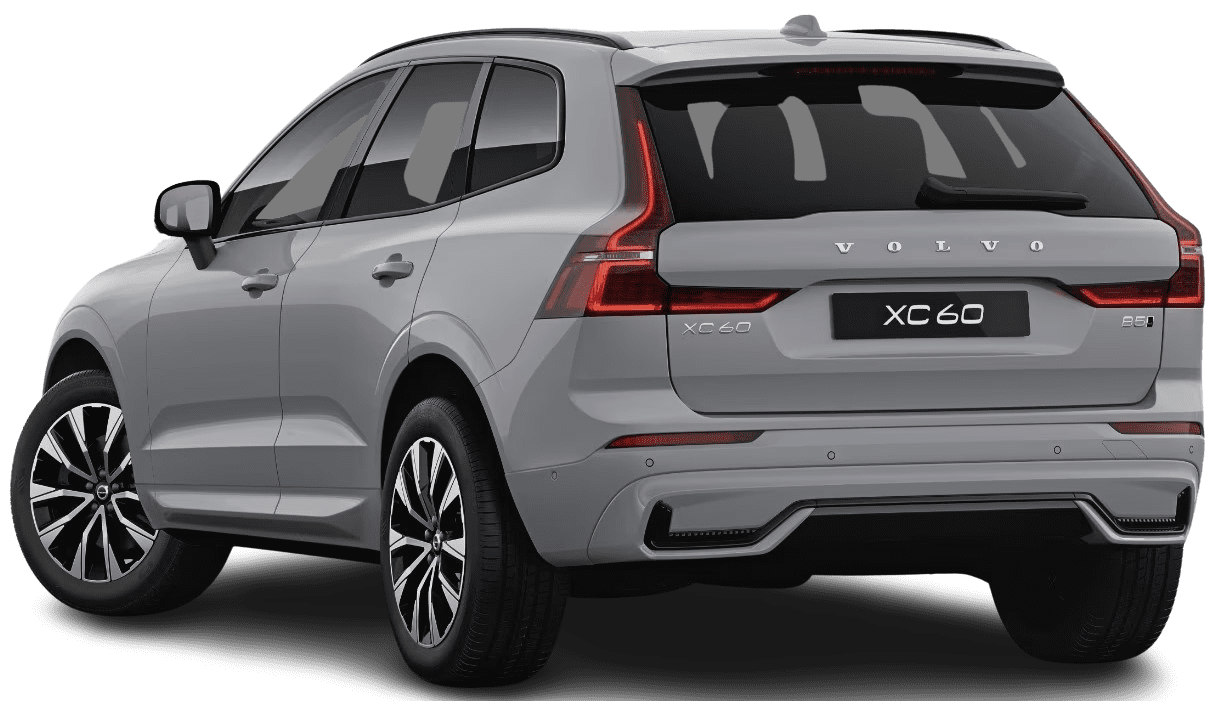 Schräge Heckansicht auf einen Volvo XC60, freigestellt