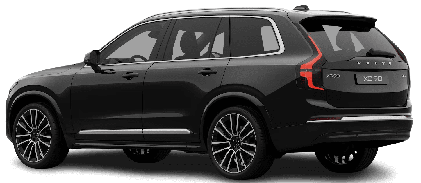 Schräge Heckansicht auf einen Volvo XC90, freigestellt