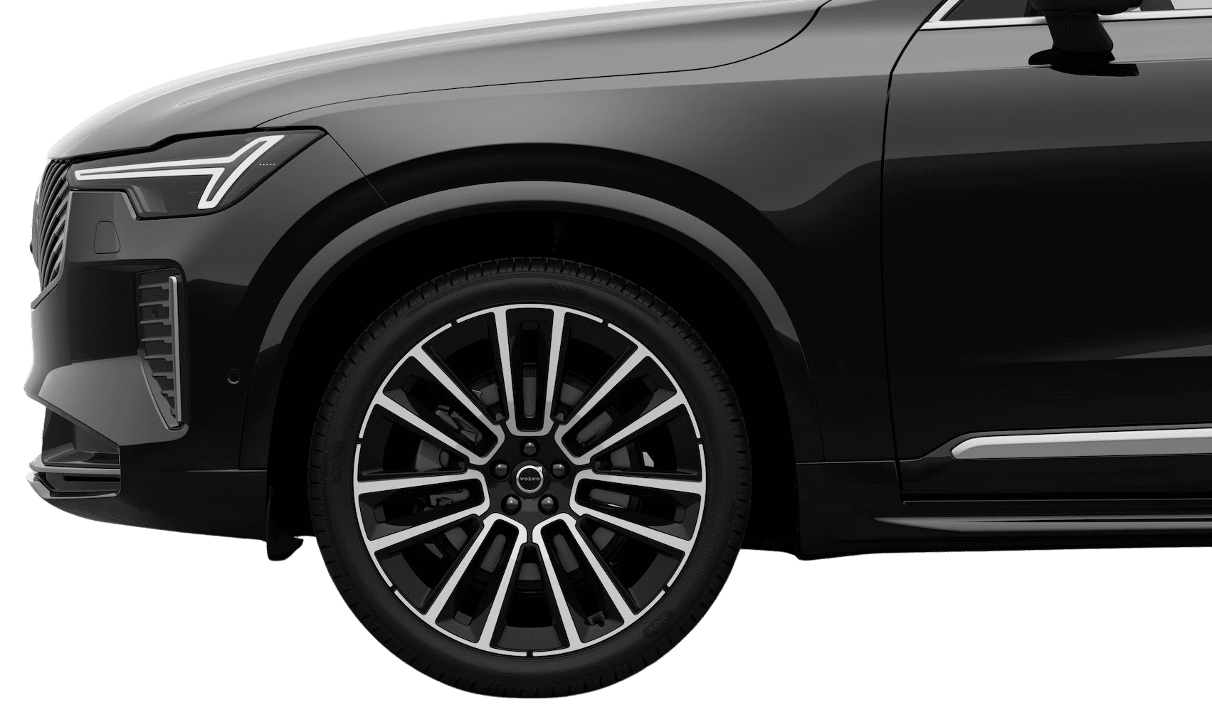Detailansicht der Radkappe oder Felge eines Volvo XC90