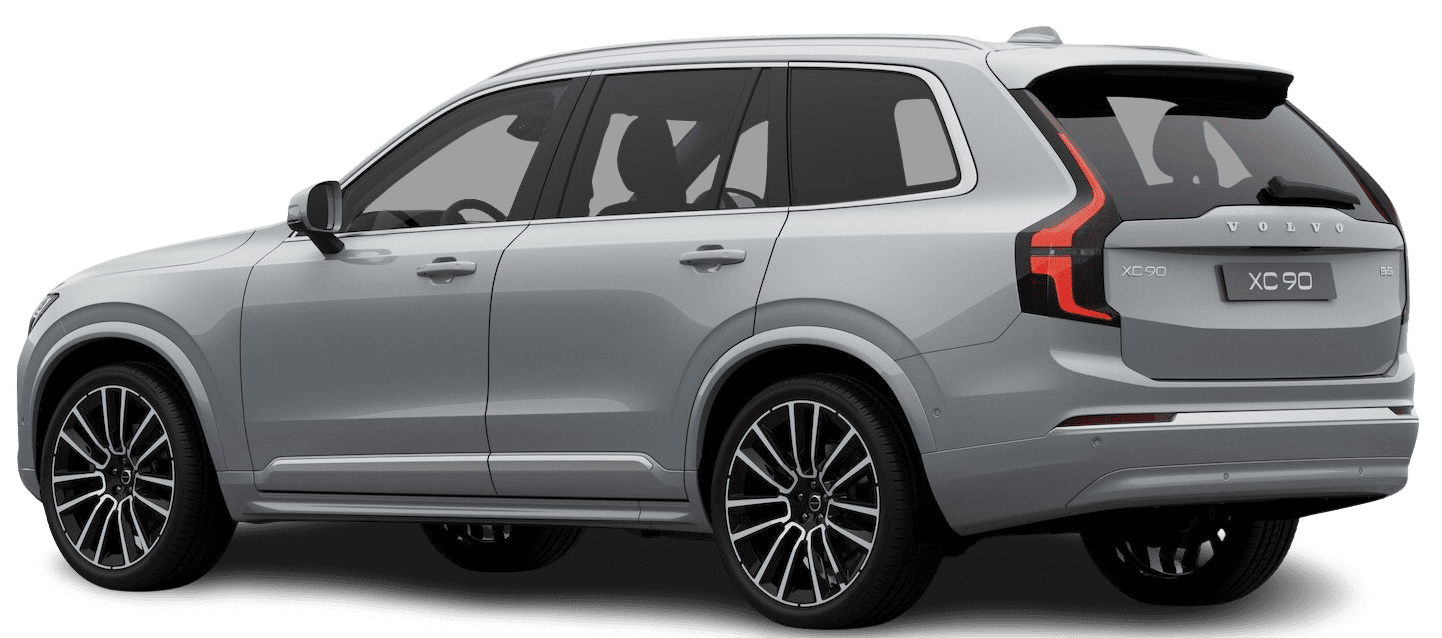 Schräge Heckansicht auf einen Volvo XC90, freigestellt