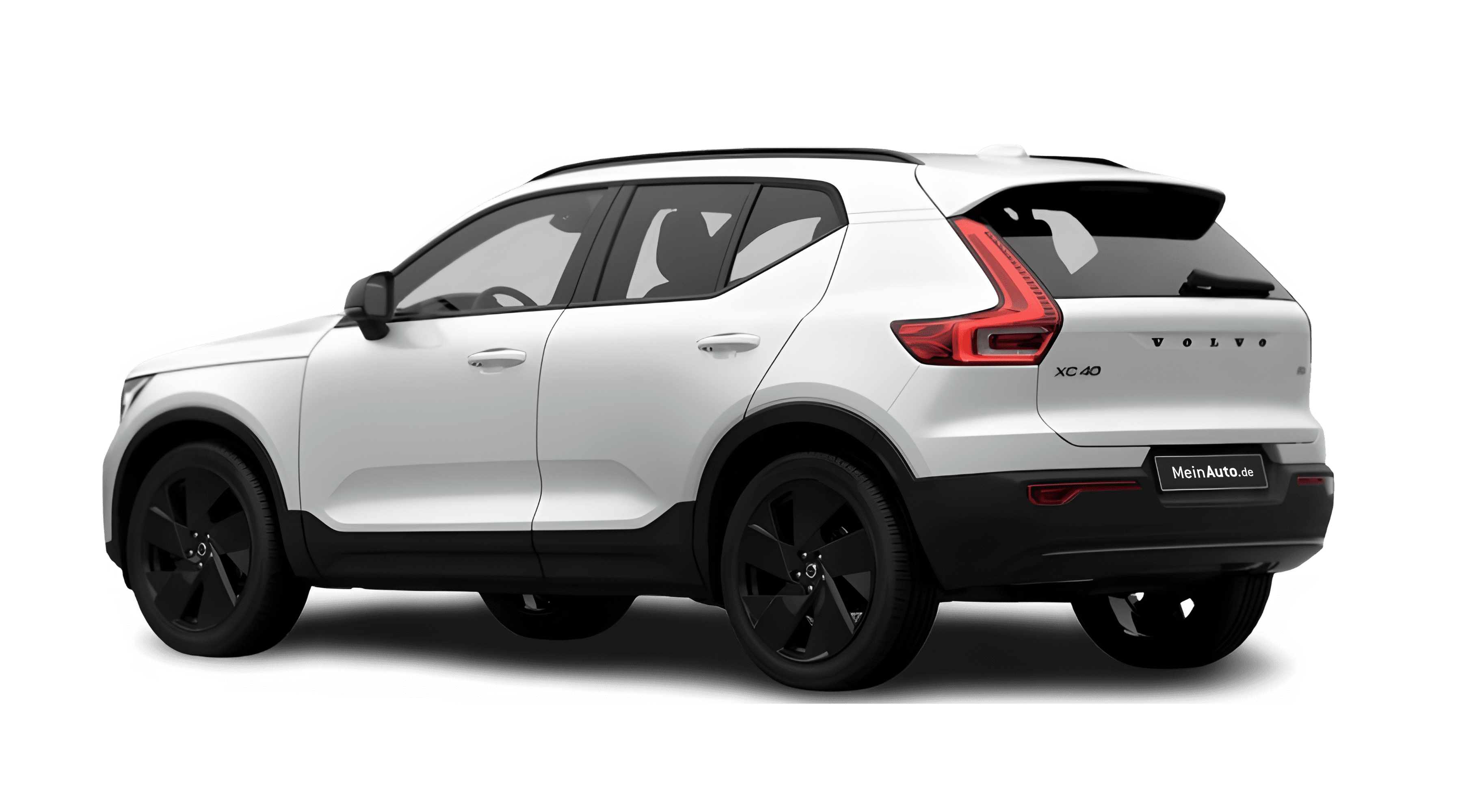 Schräge Heckansicht auf einen Volvo XC40, freigestellt